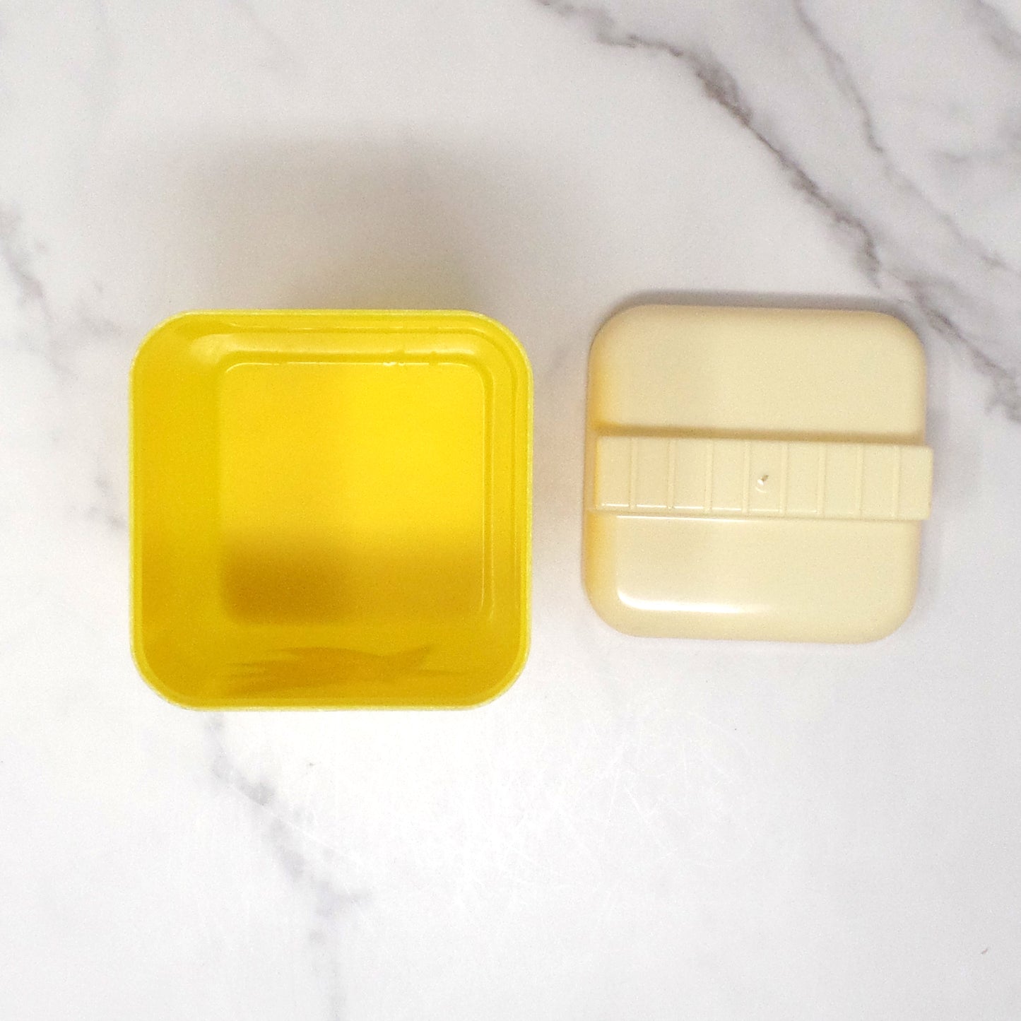 Vintage Burroughs Burrite Yellow Plastic Canister (312) with Floral Pattern (1950s)