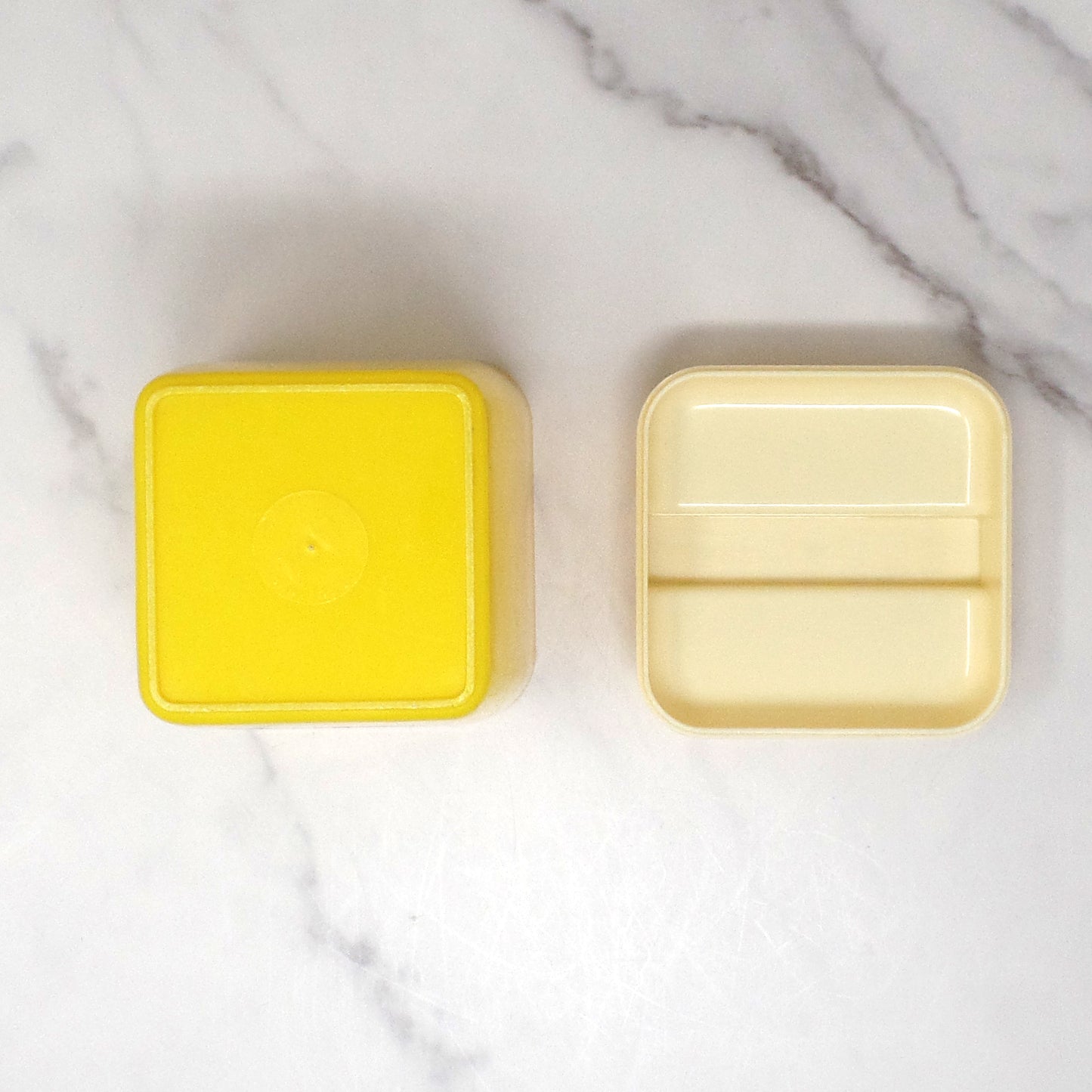 Vintage Burroughs Burrite Yellow Plastic Canister (312) with Floral Pattern (1950s)
