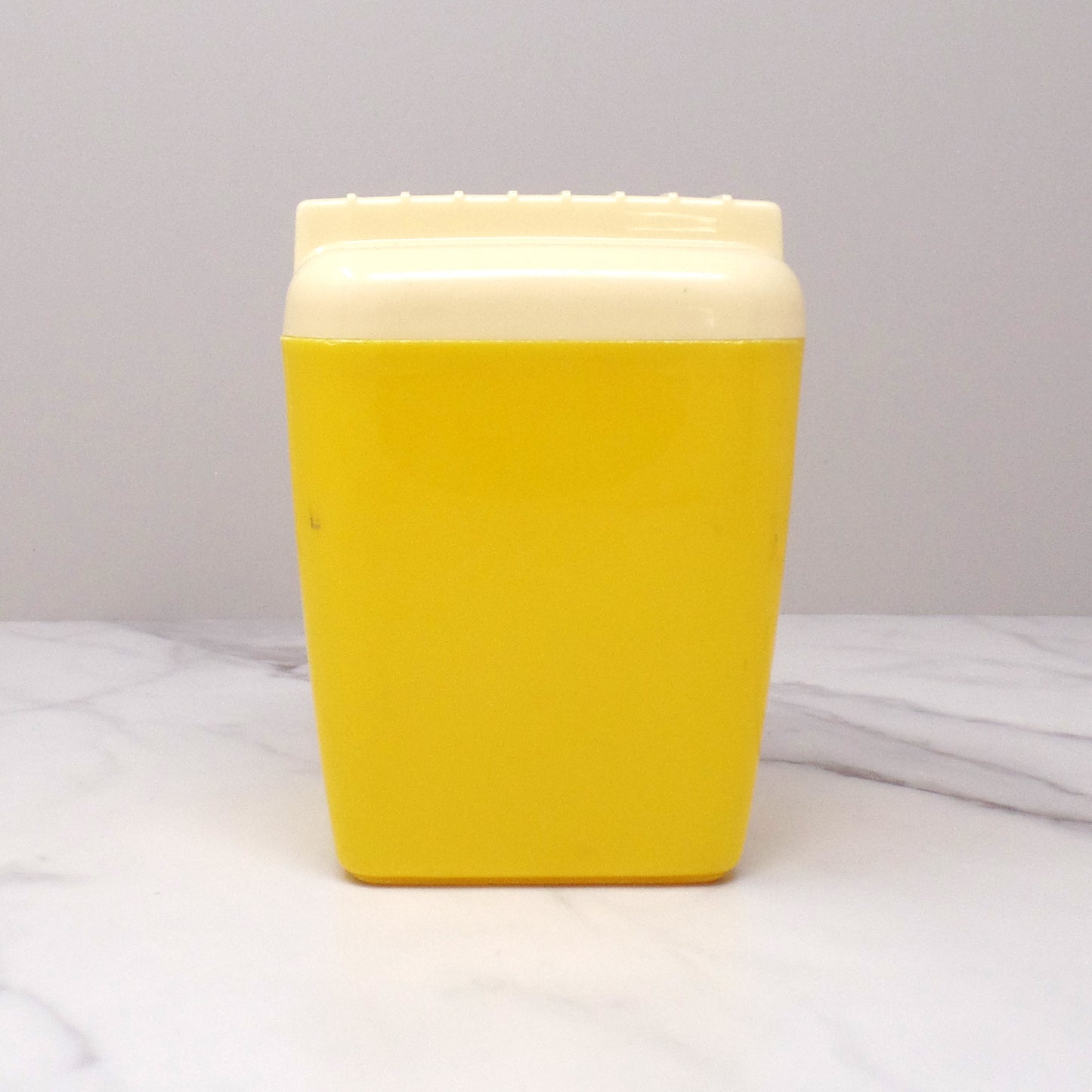 Vintage Burroughs Burrite Yellow Plastic Canister (312) with Floral Pattern (1950s)