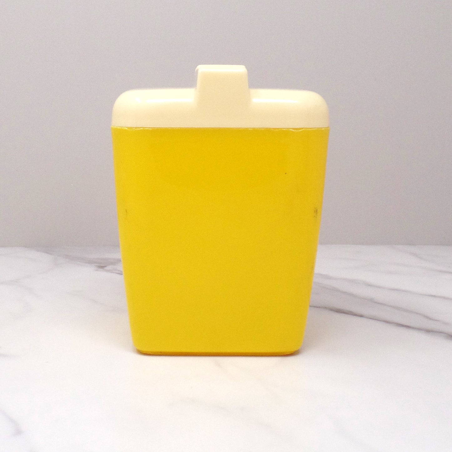 Vintage Burroughs Burrite Yellow Plastic Canister (312) with Floral Pattern (1950s)