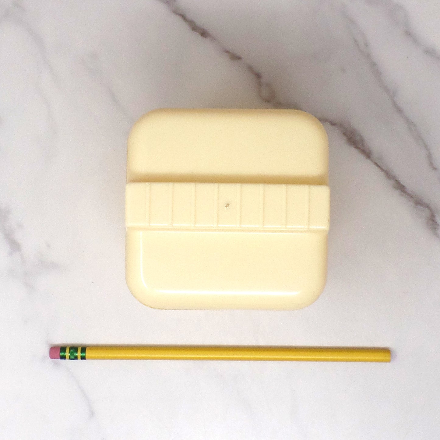 Vintage Burroughs Burrite Yellow Plastic Canister (312) with Floral Pattern (1950s)