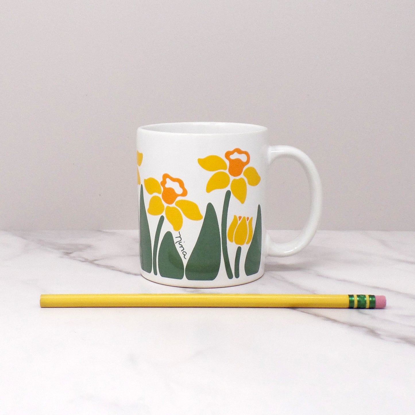 Vintage Nina Daffodil Mug, 12 oz (1983)