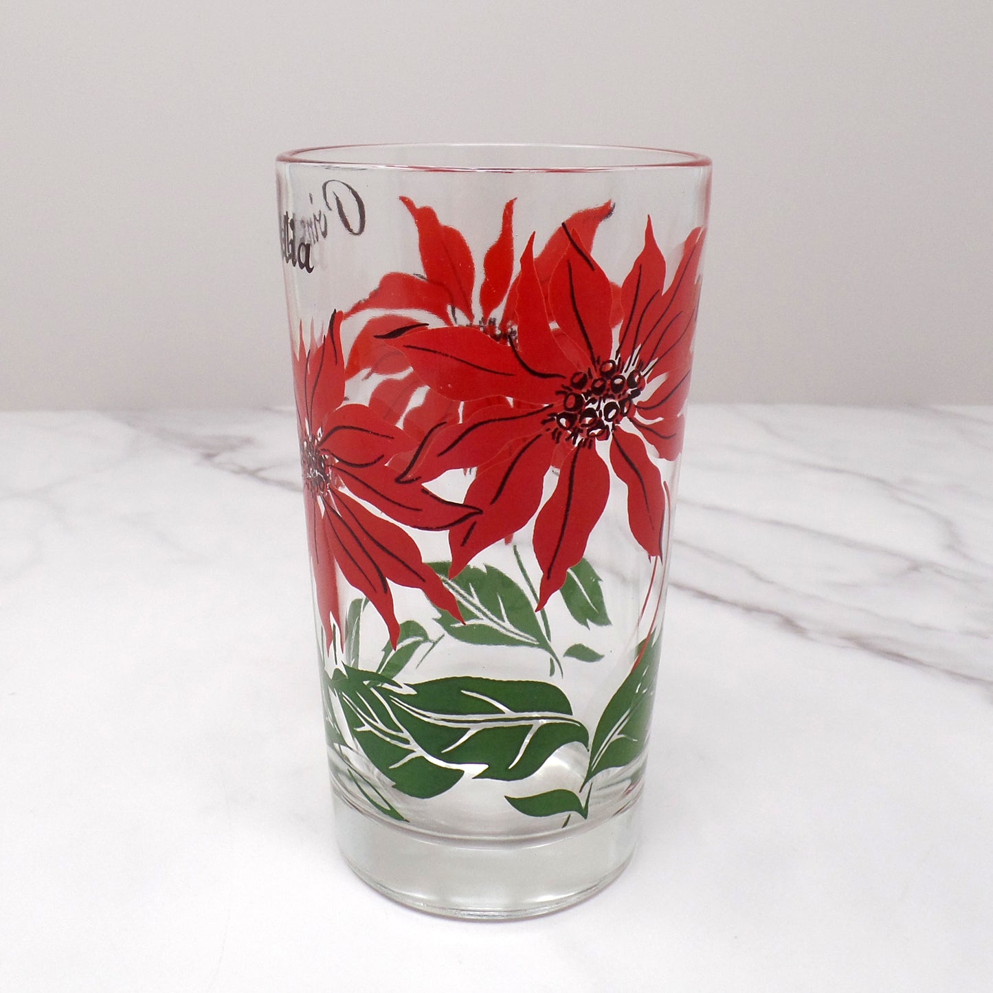 Vintage Christmas Poinsettia Highball Glass (1960s)