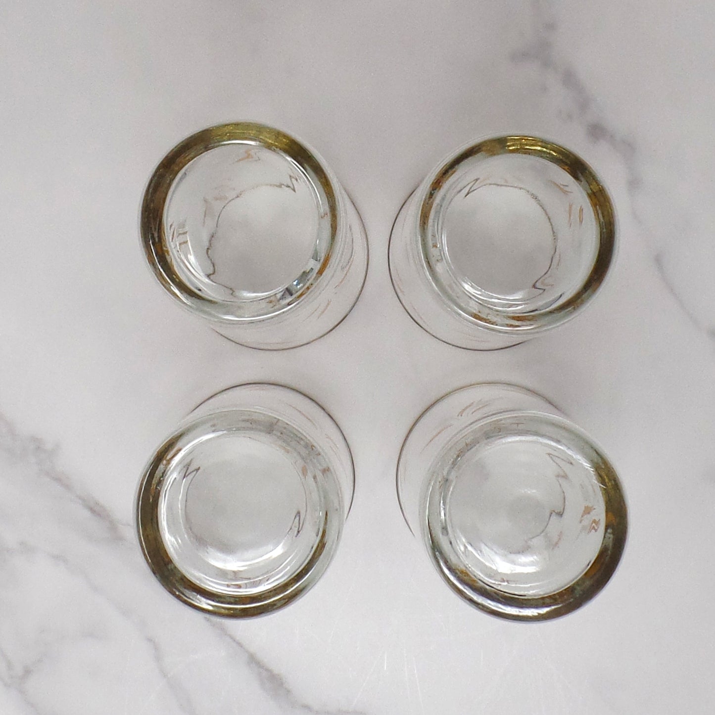 Vintage Wheat 12 oz Gold-rimmed Highball Glasses - set of 4 (1960s)