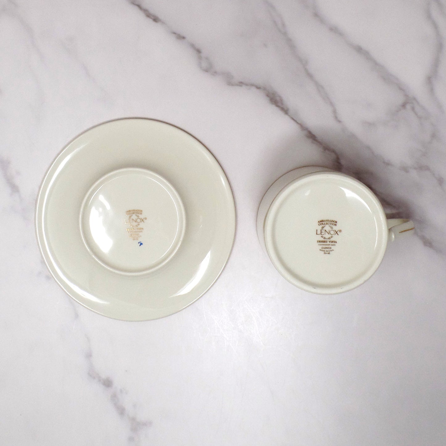 Vintage Lenox Bone China Desert Vista Flat Cup and Saucer (2005-2008)