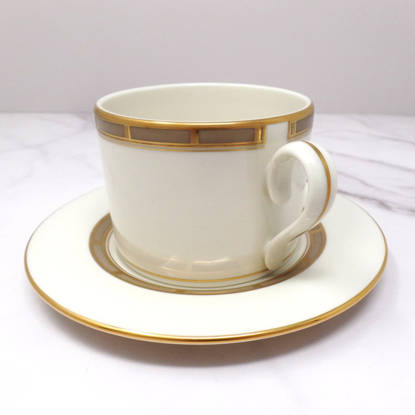 Vintage Lenox Bone China Desert Vista Flat Cup and Saucer (2005-2008)