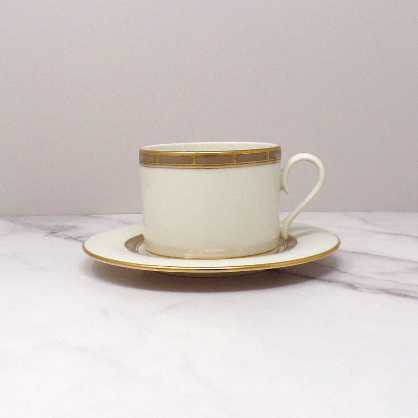 Vintage Lenox Bone China Desert Vista Flat Cup and Saucer (2005-2008)
