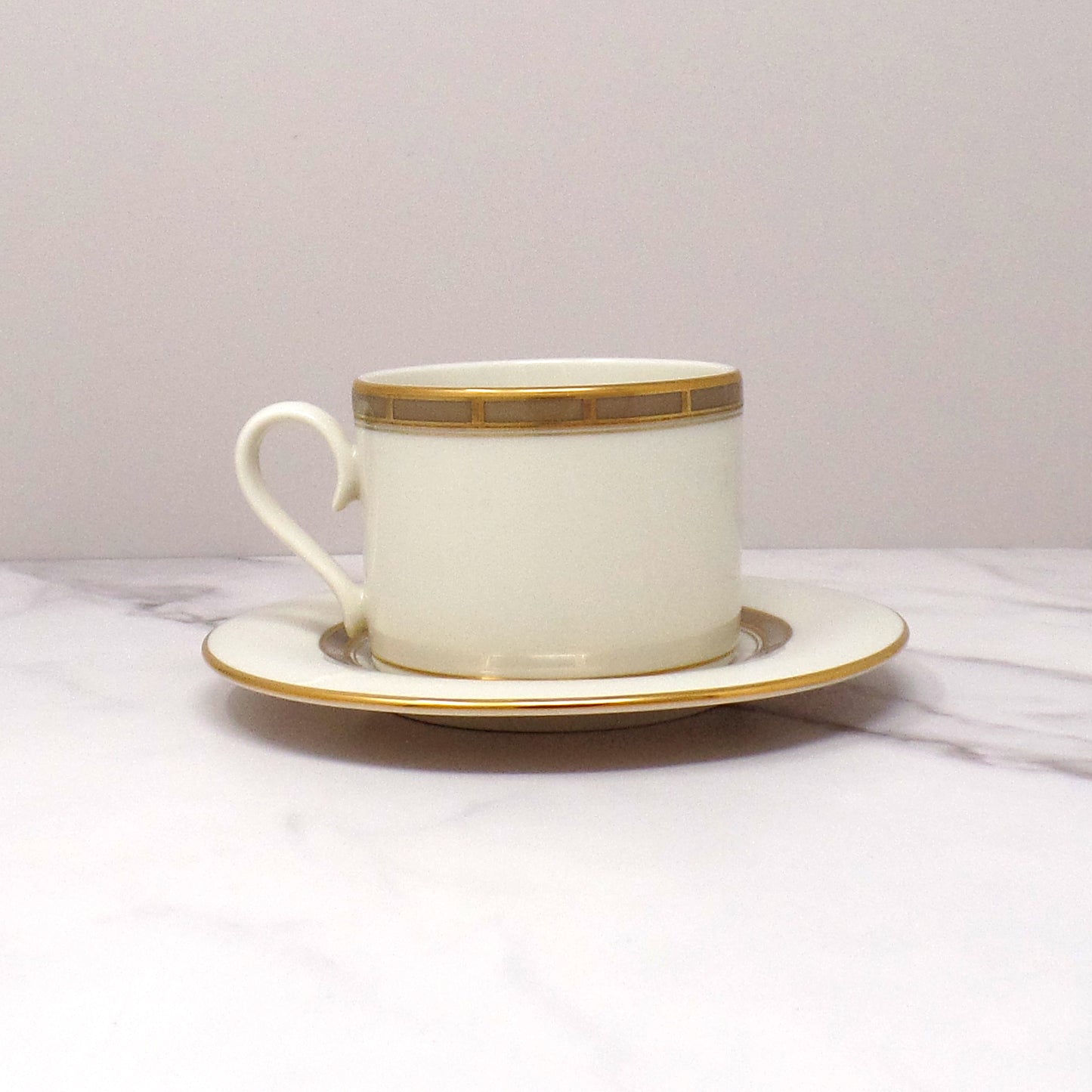 Vintage Lenox Bone China Desert Vista Flat Cup and Saucer (2005-2008)