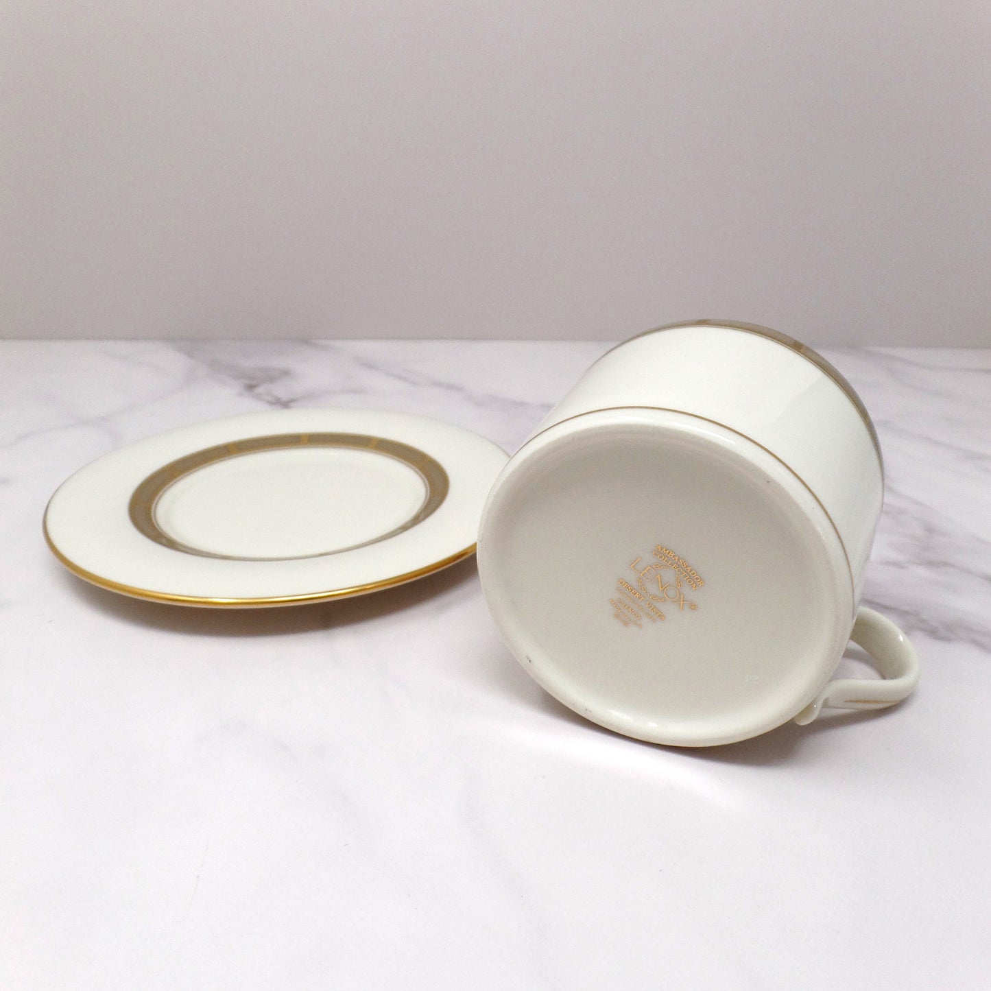 Vintage Lenox Bone China Desert Vista Flat Cup and Saucer (2005-2008)