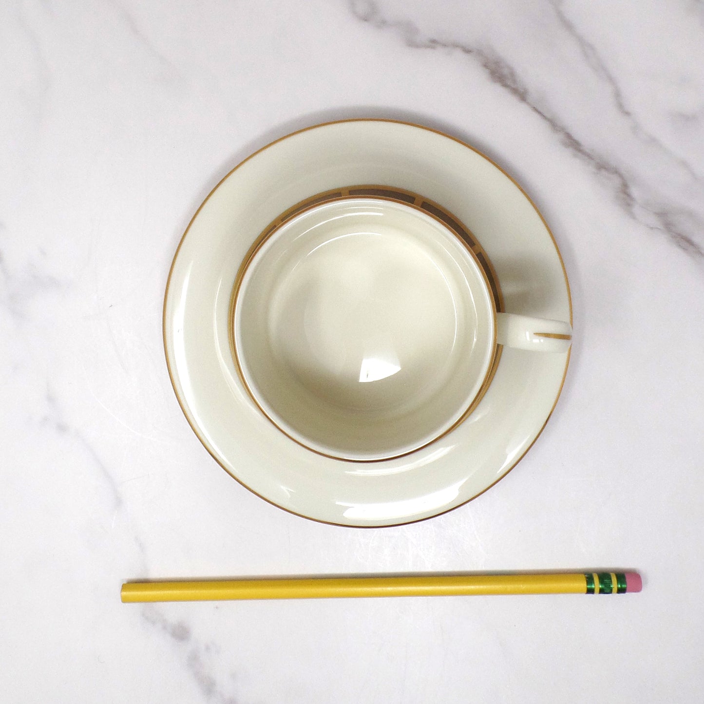 Vintage Lenox Bone China Desert Vista Flat Cup and Saucer (2005-2008)