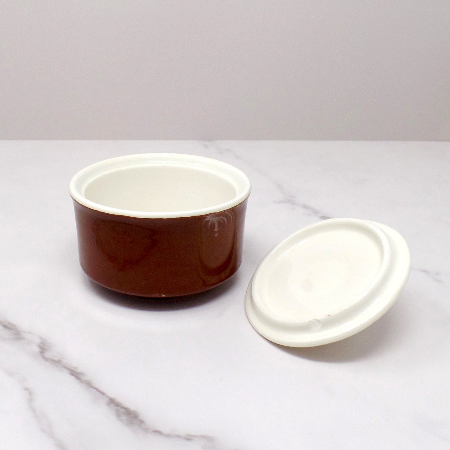 Vintage Brown & Ivory Ceramic Cream and Sugar Set - Mid-Century Modern, Made in USA (1960s)