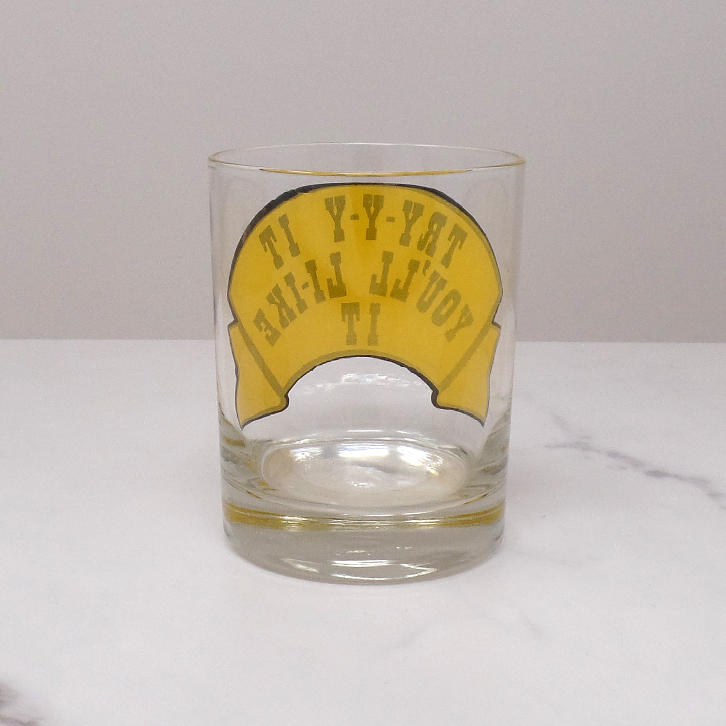 Vintage 12 oz "Try-y-y It, You'll Li-i-ke It" Old Fashioned Glass (1970s)
