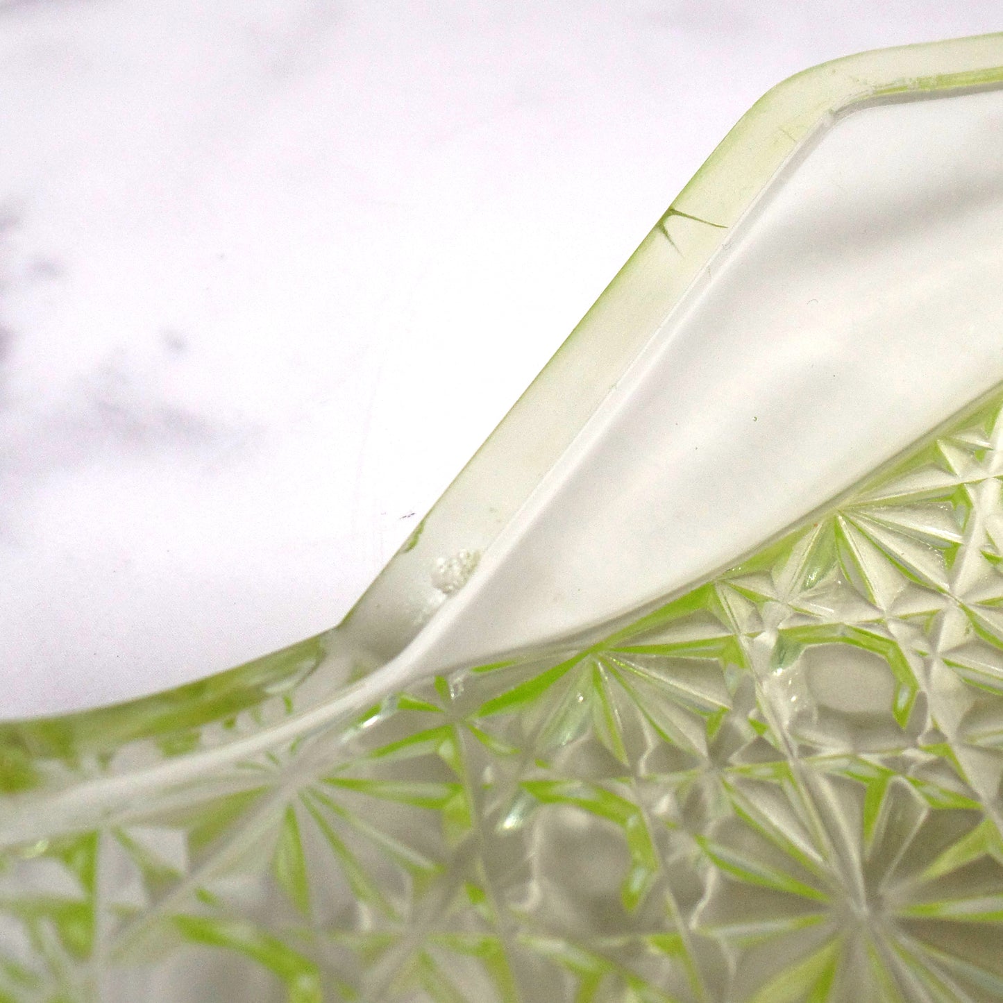 Antique Bryce Brothers Princess Daisy and Button Vaseline / Uranium Glass EAPG Tray (1880s)