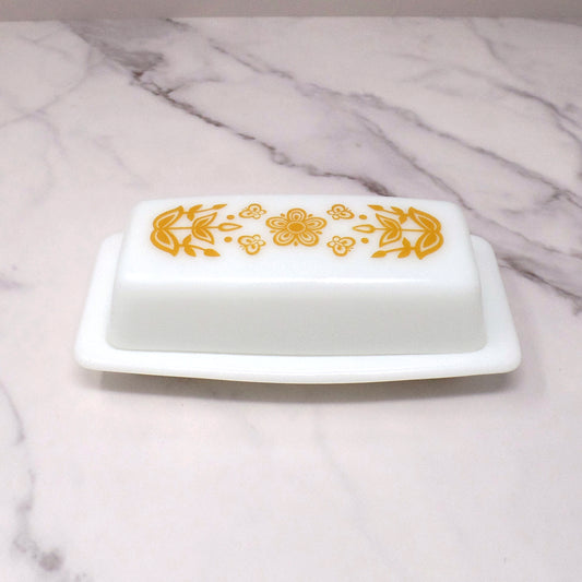 Vintage Pyrex Butter Dish - Butterfly Gold (1960s)