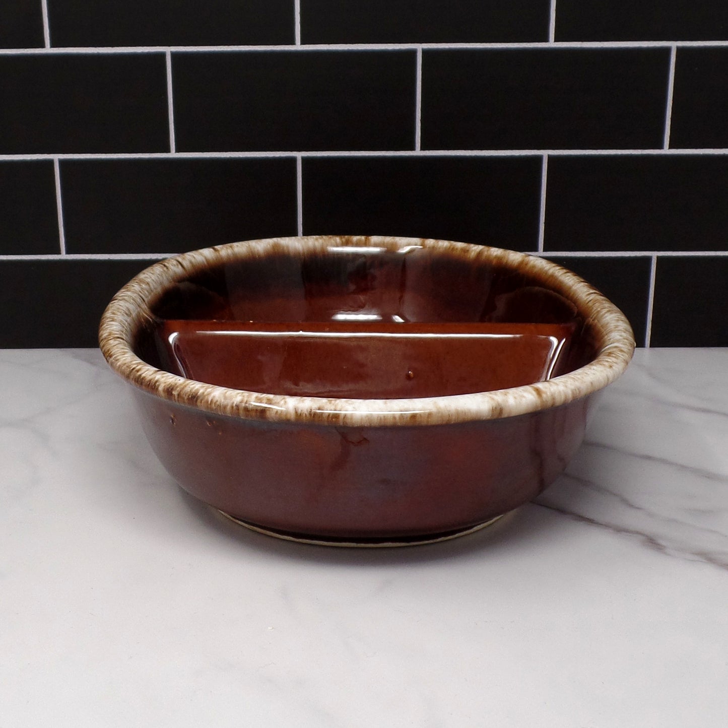 Vintage Hull Brown Drip Divided Serving Dish or Platter