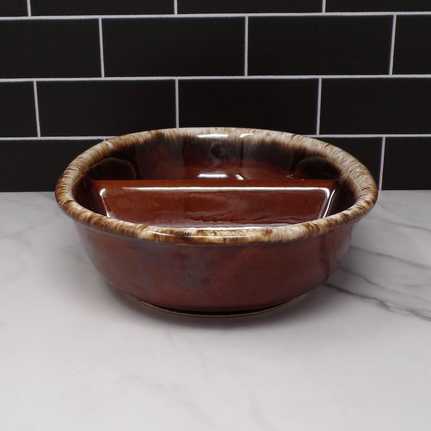 Vintage Hull Brown Drip Divided Serving Dish or Platter