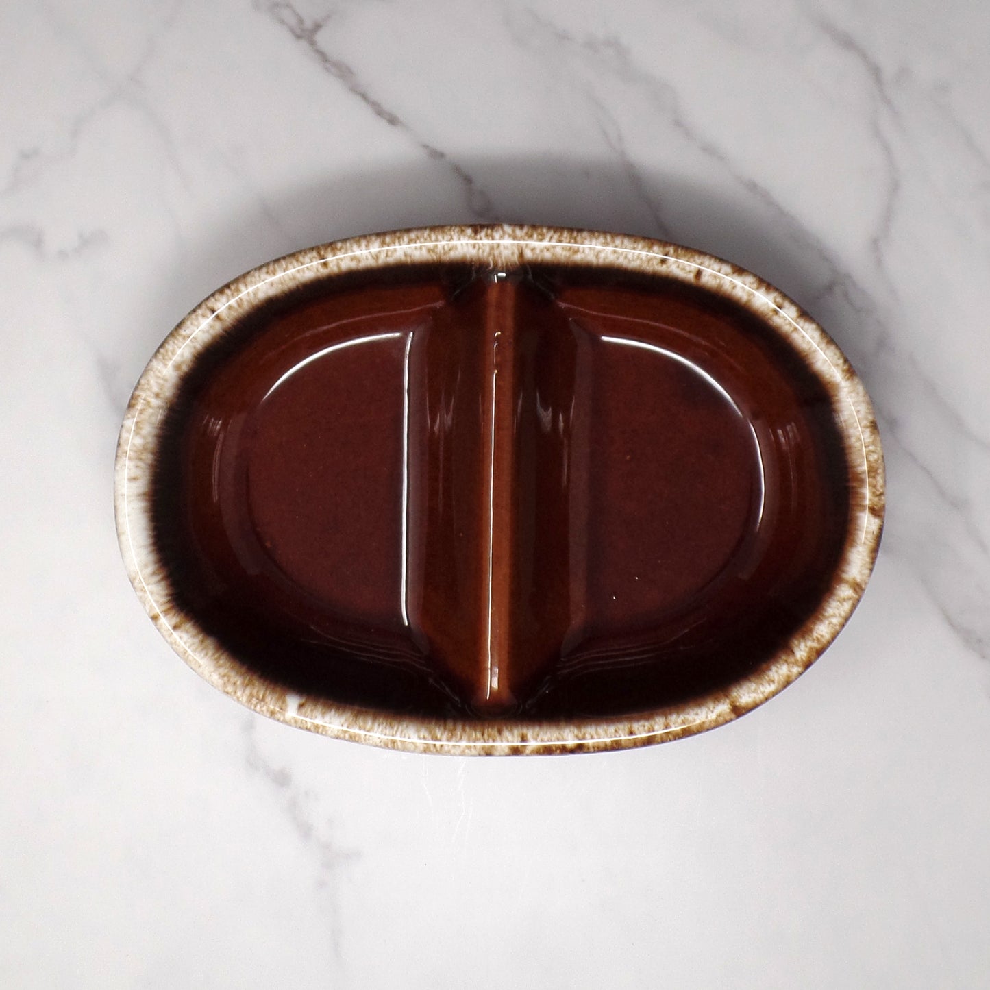 Vintage Hull Brown Drip Divided Serving Dish or Platter