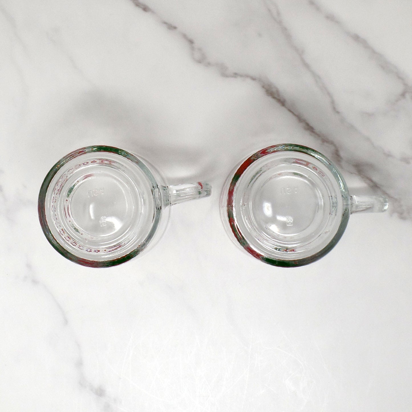 Vintage Anchor Hocking Glass Mug, CHD Cross-Stitch / Pixelated Christmas - Set of 2 (1984)