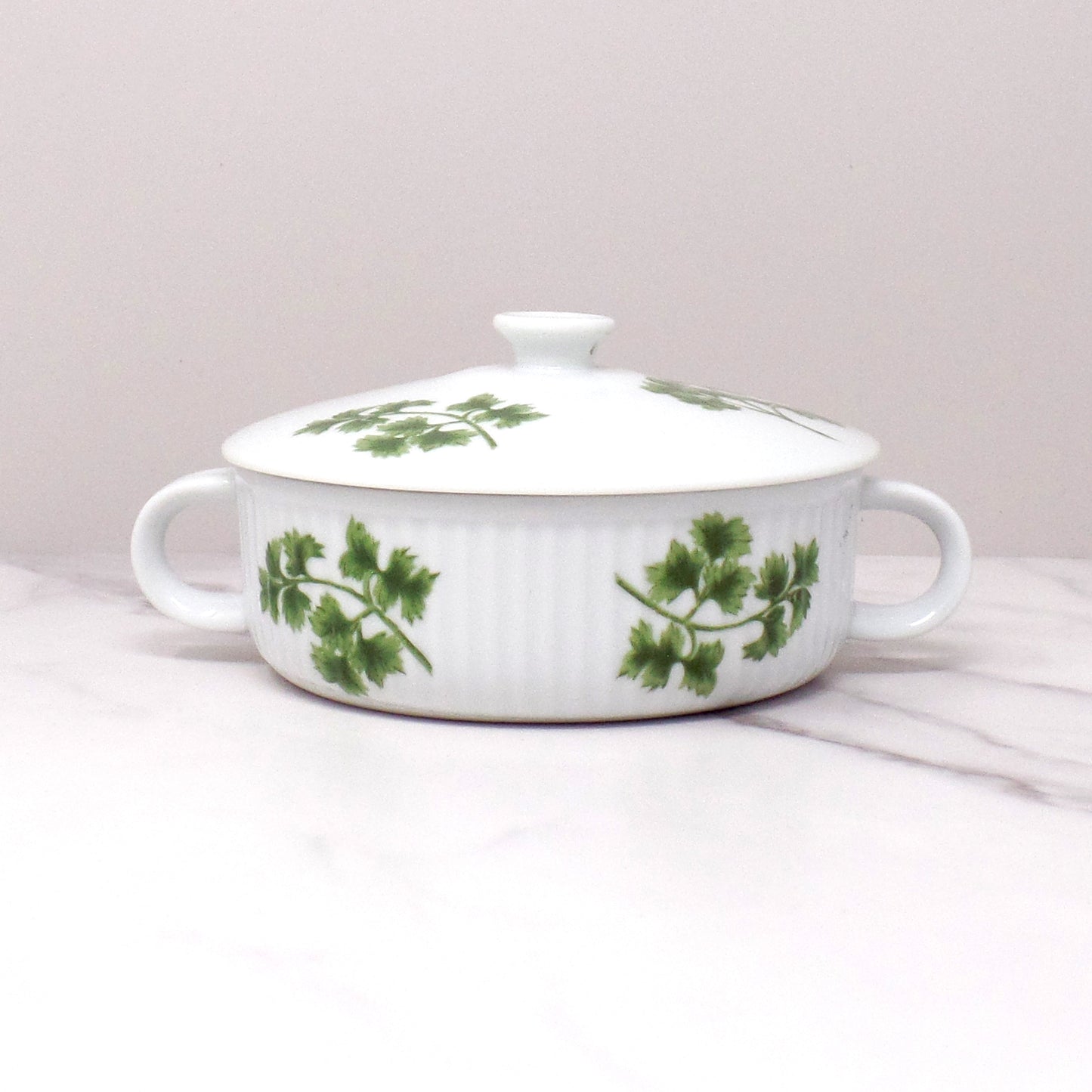 Vintage Andrea by Sadek Parsley Casserole with Lid, 12 oz, 7380R (1970s)