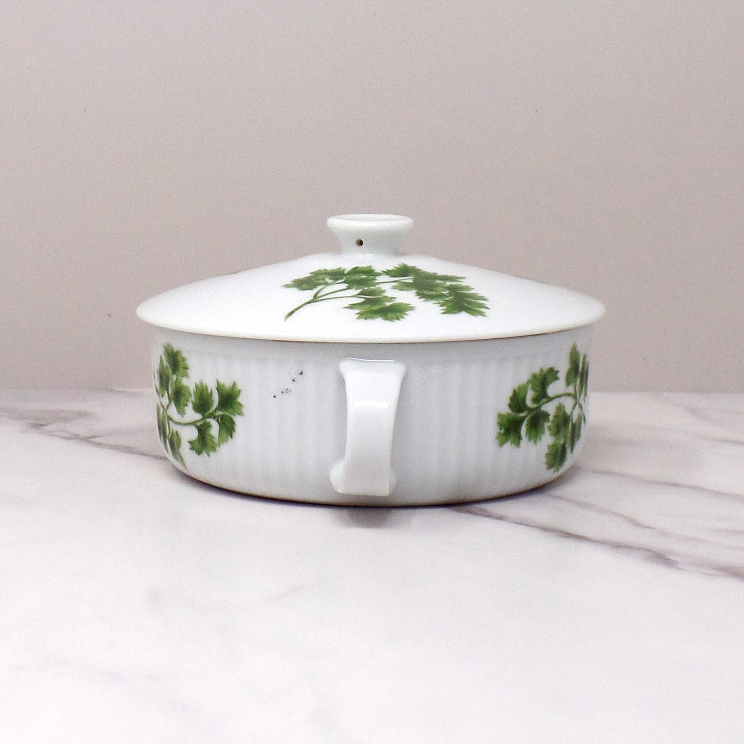 Vintage Andrea by Sadek Parsley Casserole with Lid, 12 oz, 7380R (1970s)