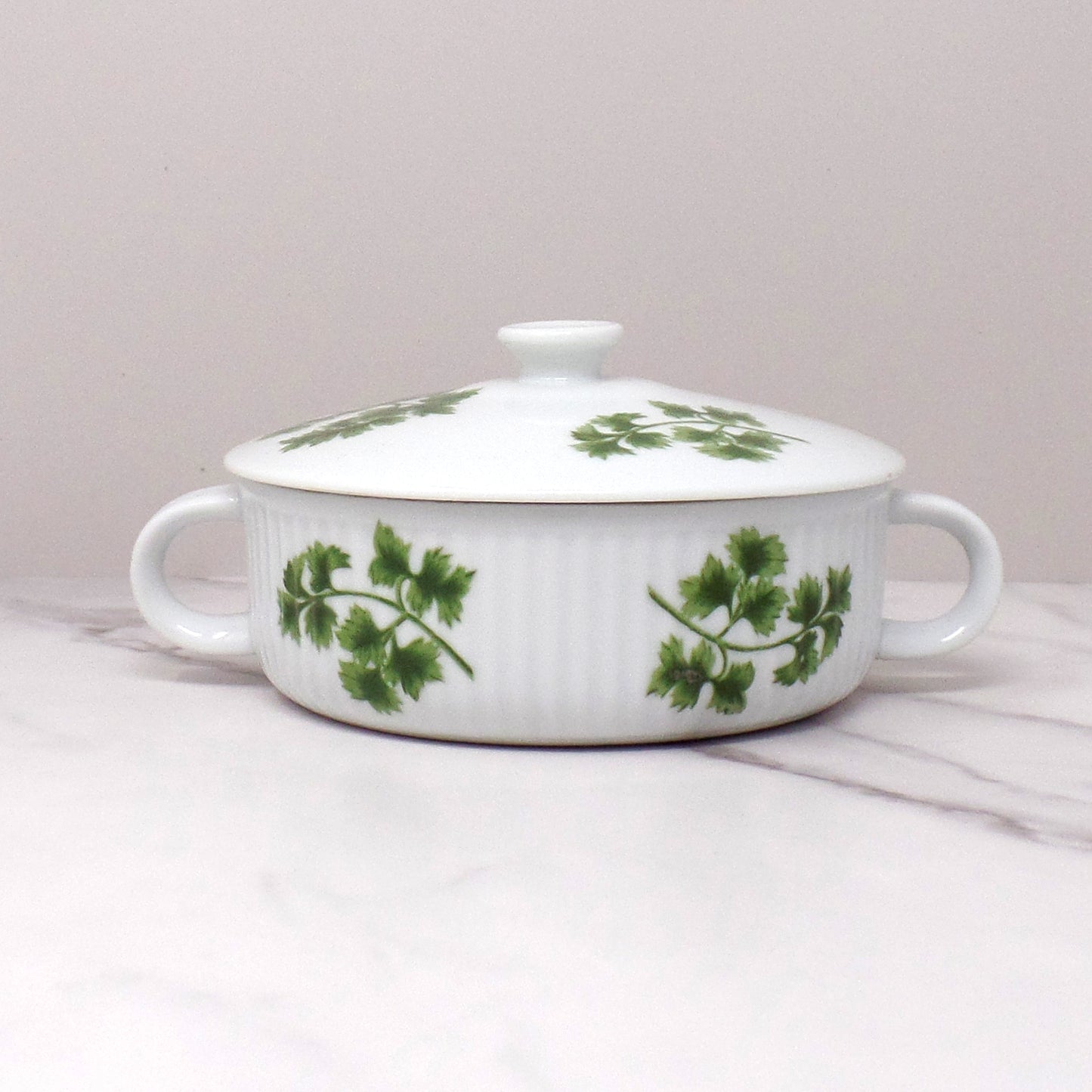 Vintage Andrea by Sadek Parsley Casserole with Lid, 12 oz, 7380R (1970s)