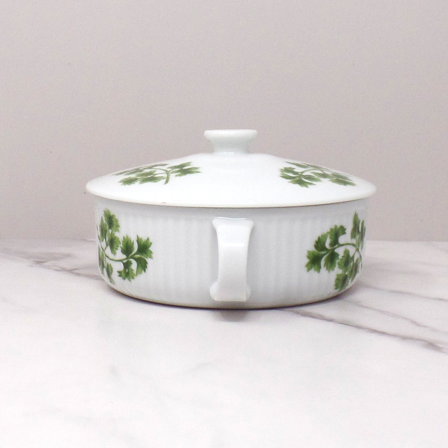 Vintage Andrea by Sadek Parsley Casserole with Lid, 12 oz, 7380R (1970s)