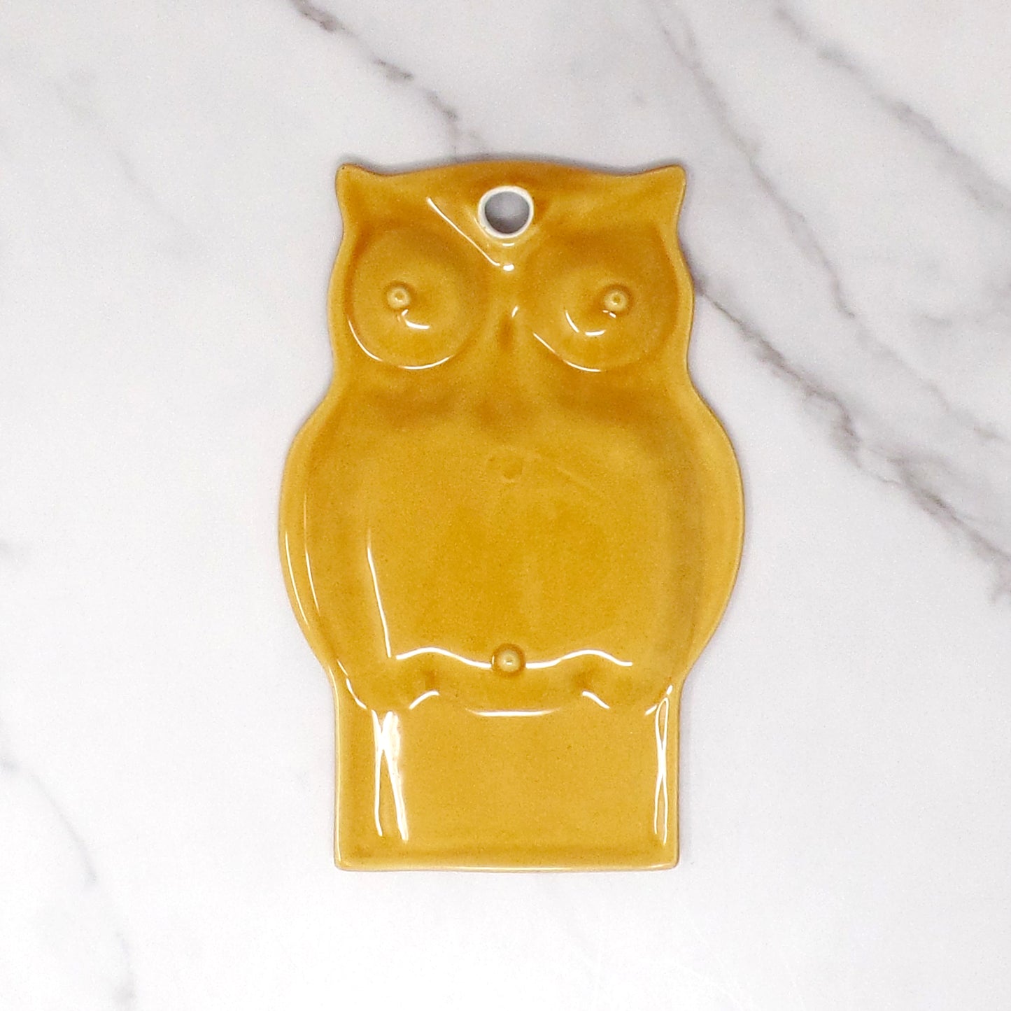 Vintage Ceramic Owl Kitchen Wall Hanging / Spoon Rest - Wall Drug of South Dakota (1970s)