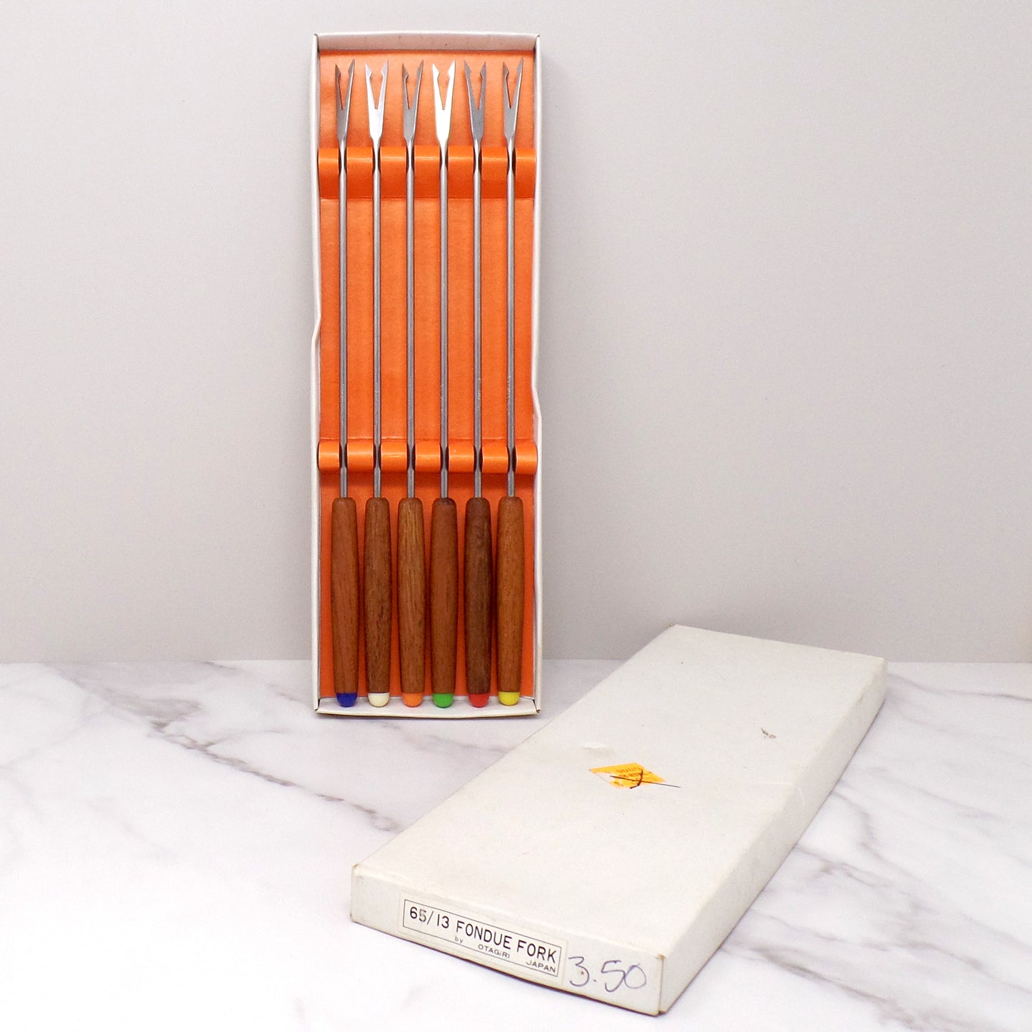 Vintage Otagiri Teak-Handled Fondue Fork Set (Model 65/13), In Original Box (1960s-1970s)
