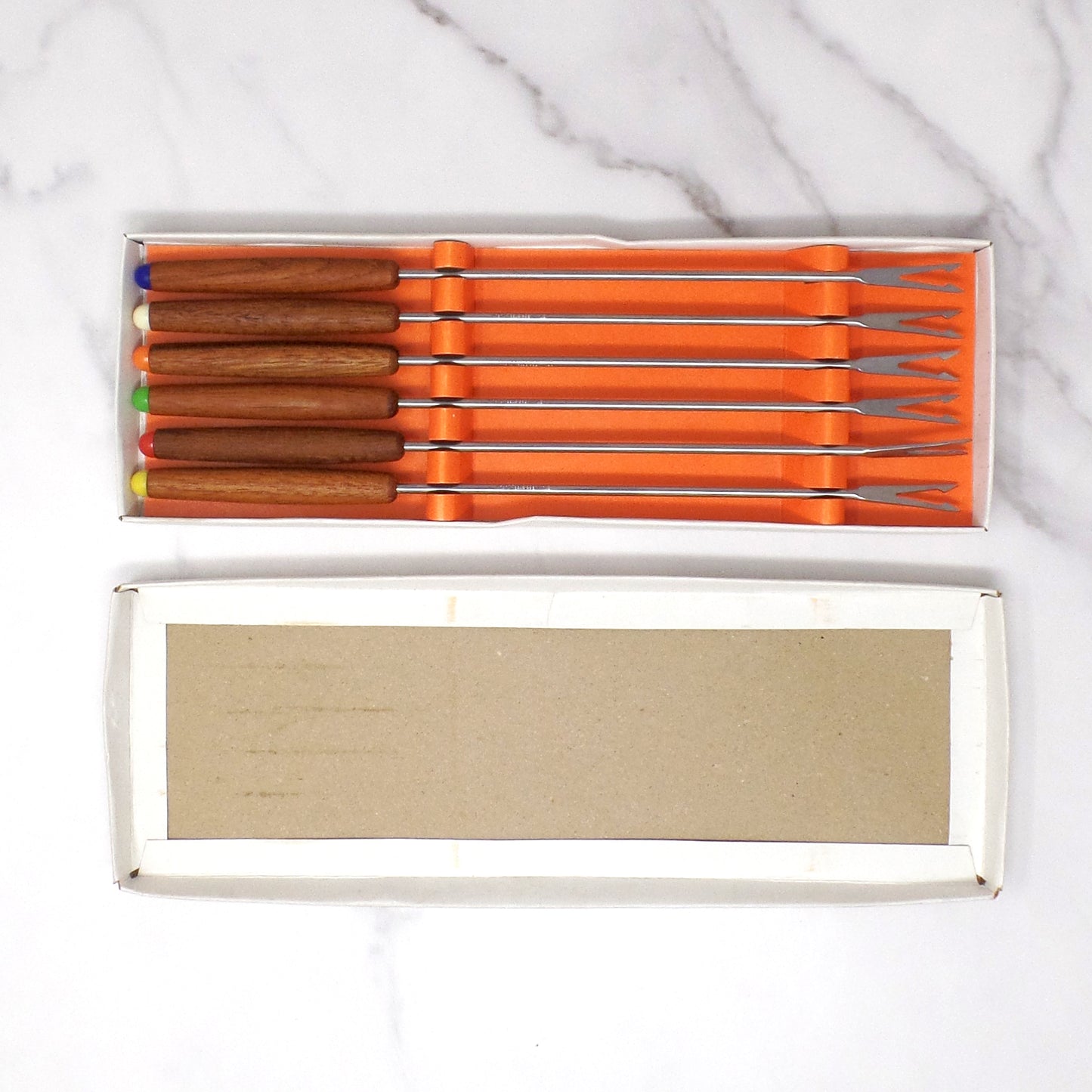 Vintage Otagiri Teak-Handled Fondue Fork Set (Model 65/13), In Original Box (1960s-1970s)