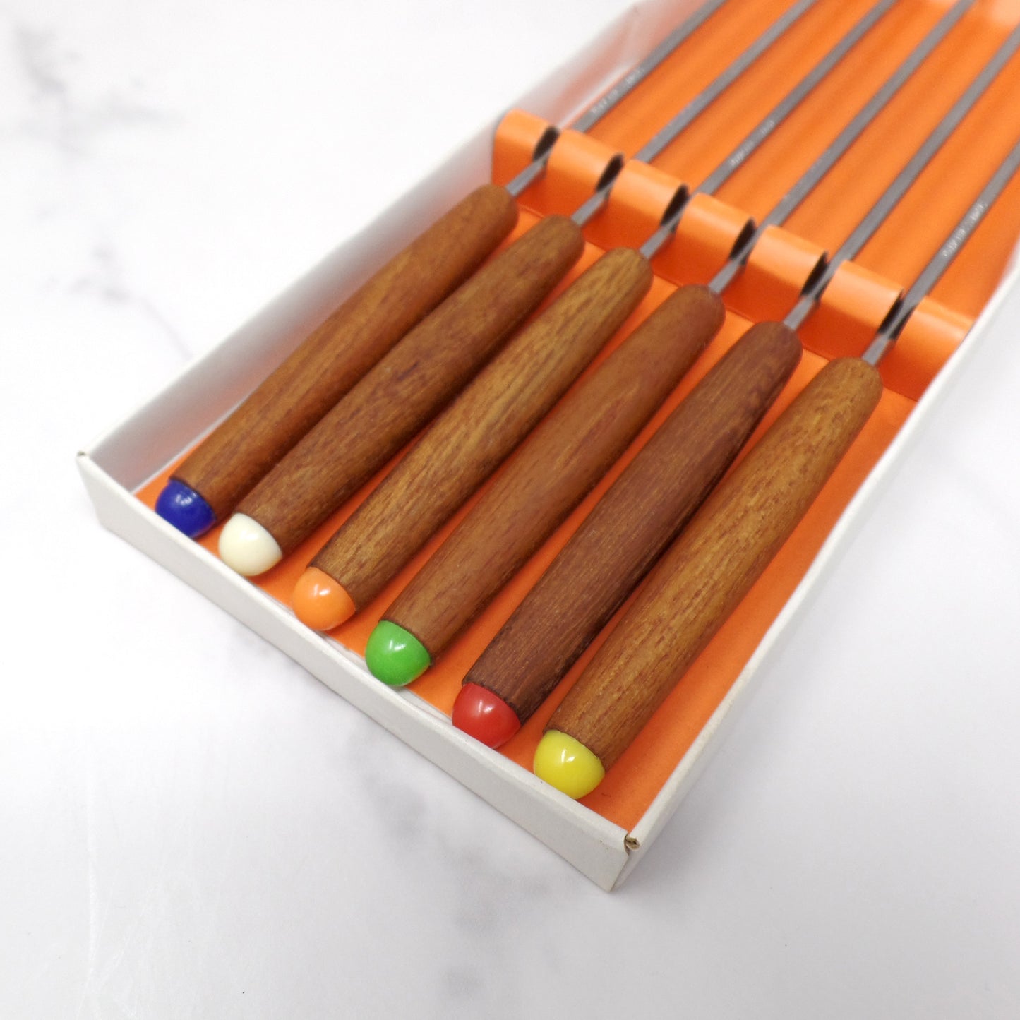 Vintage Otagiri Teak-Handled Fondue Fork Set (Model 65/13), In Original Box (1960s-1970s)