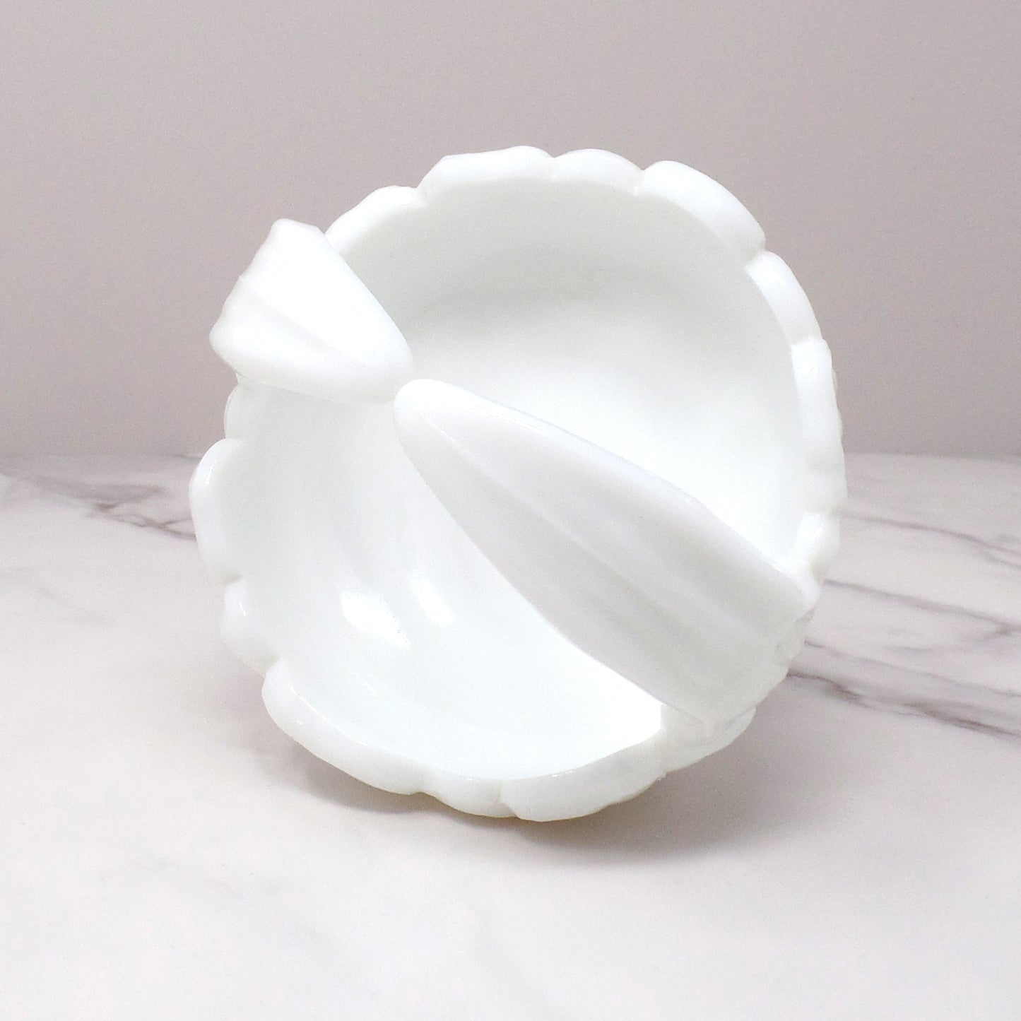 Vintage Westmoreland Milk Glass Dogwood Flower Basket / Split-Handled Candy Dish (1950-1975)