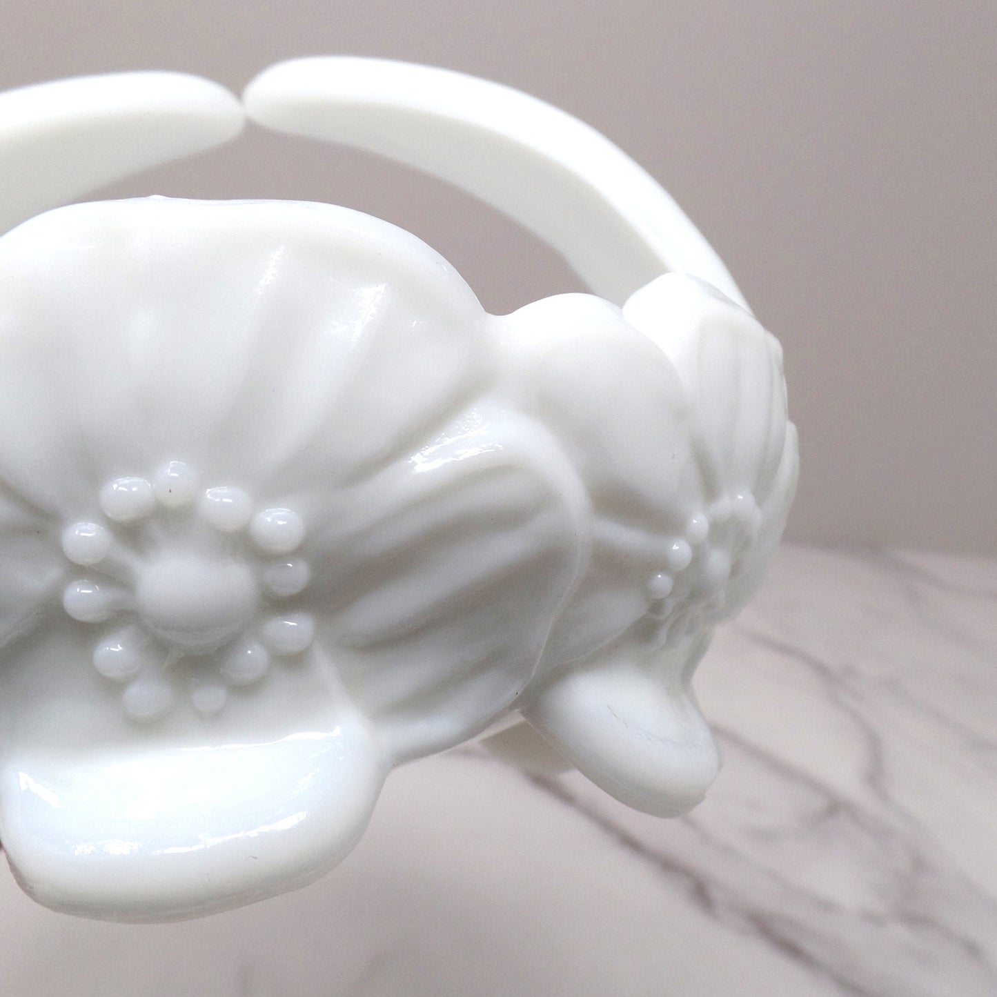 Vintage Westmoreland Milk Glass Dogwood Flower Basket / Split-Handled Candy Dish (1950-1975)