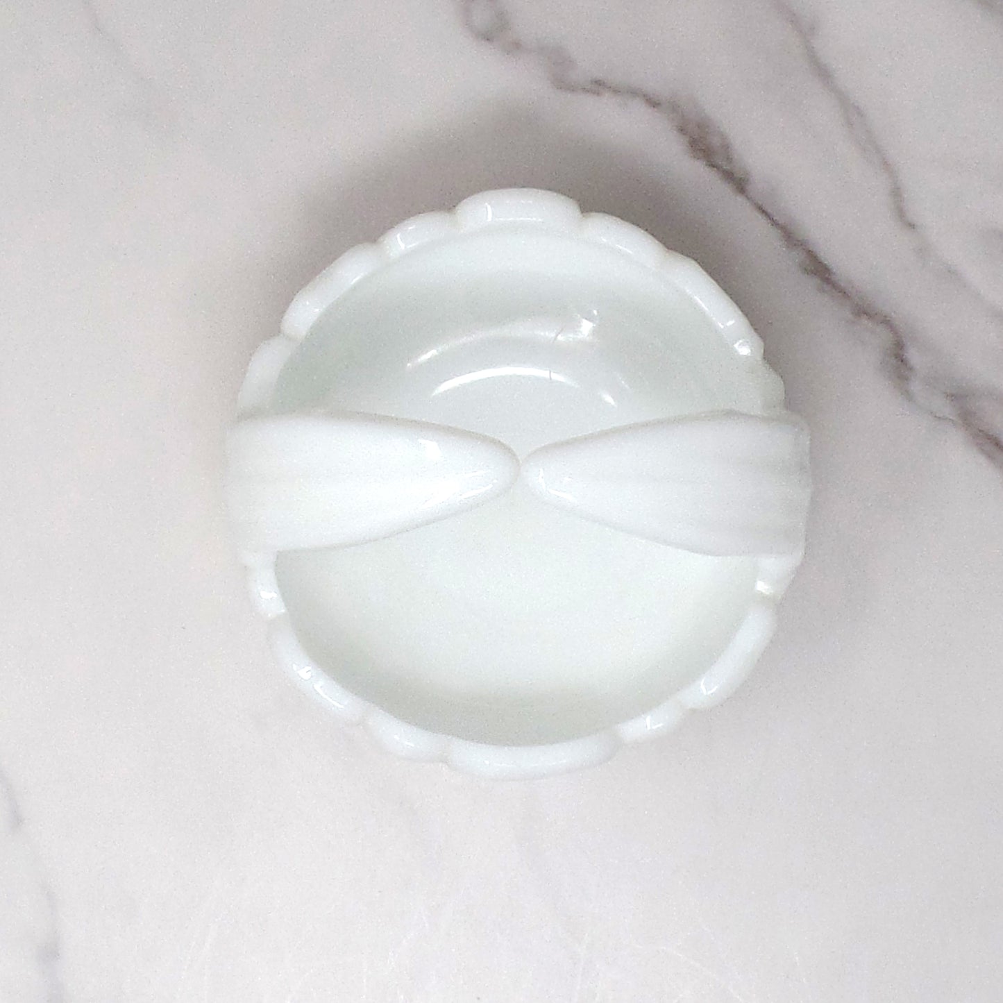 Vintage Westmoreland Milk Glass Dogwood Flower Basket / Split-Handled Candy Dish (1950-1975)