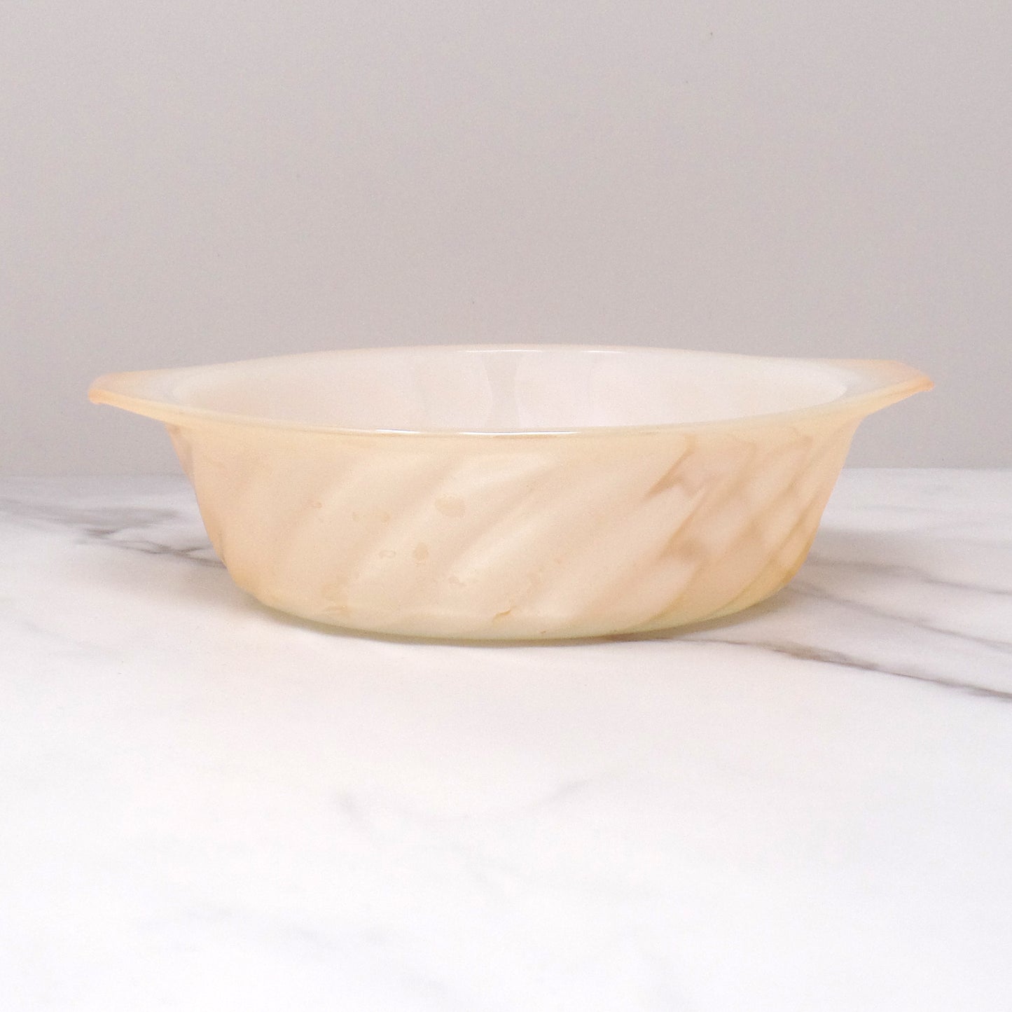 Vintage Fire King Small Individual 8 oz Casserole / Baking Dish - Peach Lustre Swirl, Set of 4 (mid-1960 - mid-1970s)
