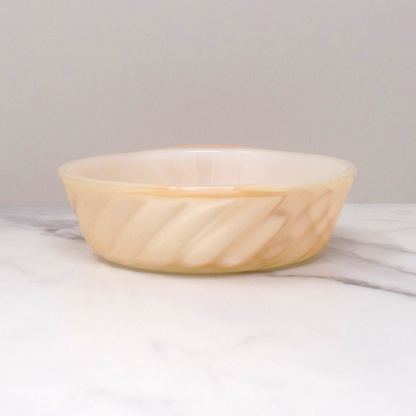 Vintage Fire King Small Individual 8 oz Casserole / Baking Dish - Peach Lustre Swirl, Set of 4 (mid-1960 - mid-1970s)
