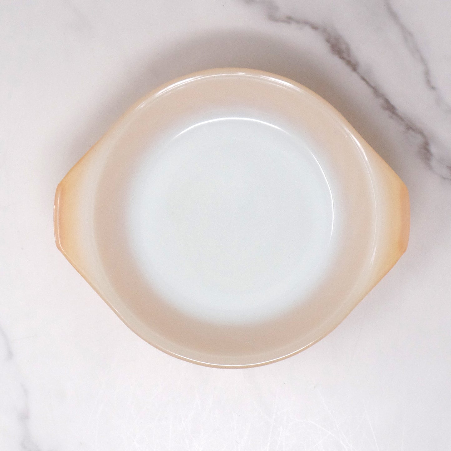 Vintage Fire King Small Individual 8 oz Casserole / Baking Dish - Peach Lustre Swirl, Set of 4 (mid-1960 - mid-1970s)