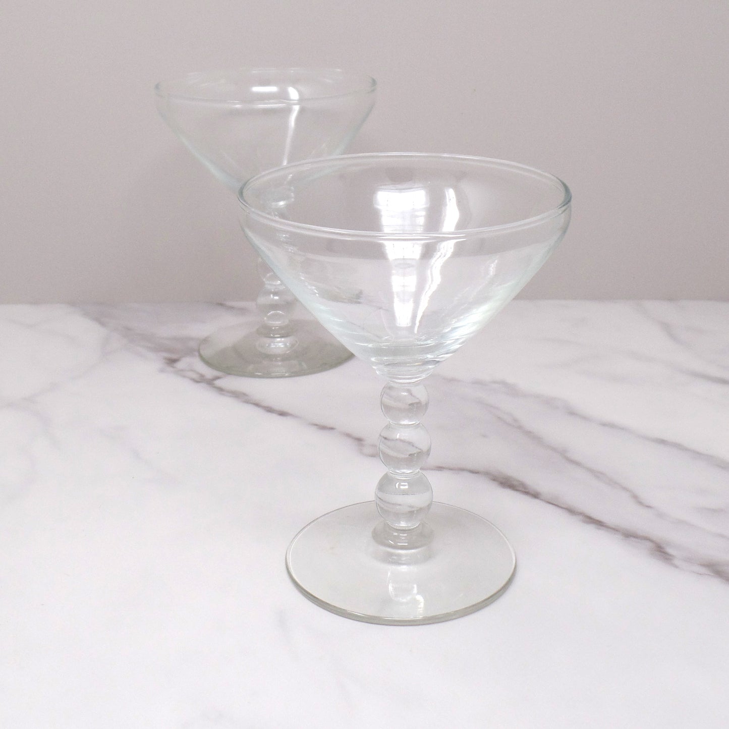 Vintage Libbey Knob Hill Ball Stem Coupe Champaign Glasses, 4 oz - Set of Two (1950s)