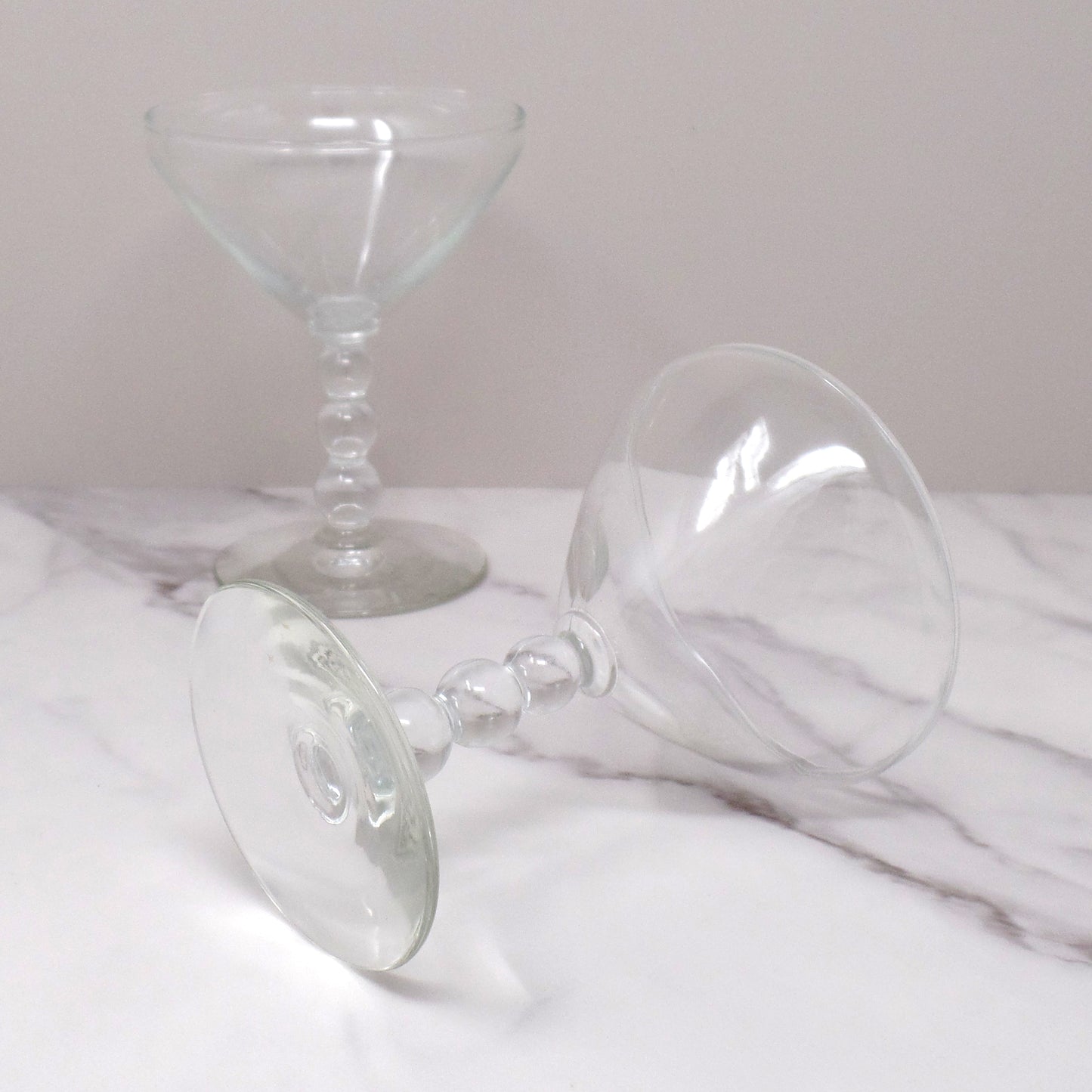 Vintage Libbey Knob Hill Ball Stem Coupe Champaign Glasses, 4 oz - Set of Two (1950s)