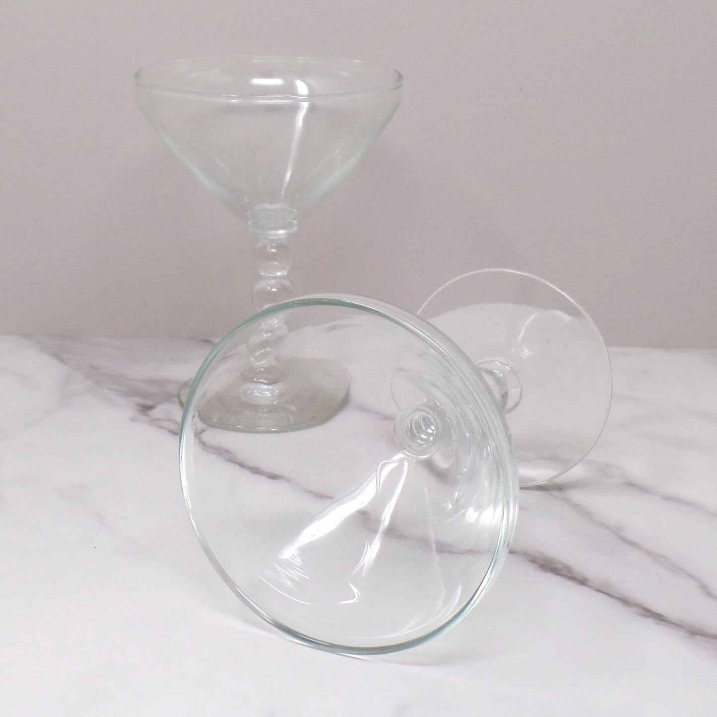 Vintage Libbey Knob Hill Ball Stem Coupe Champaign Glasses, 4 oz - Set of Two (1950s)