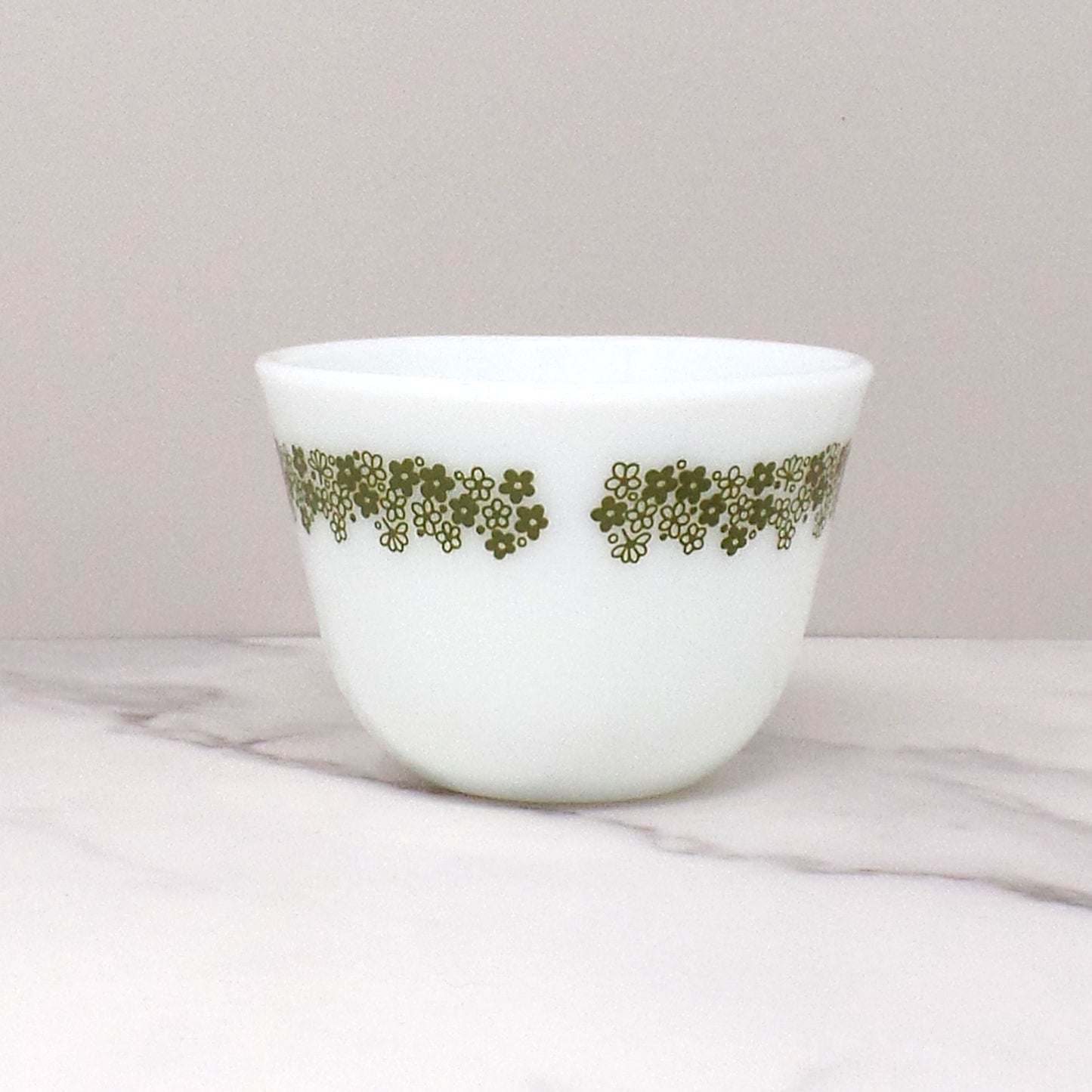 Vintage Pyrex C-Handle Coffee Mug / Tea Cup, Spring Blossom Green (1970s)