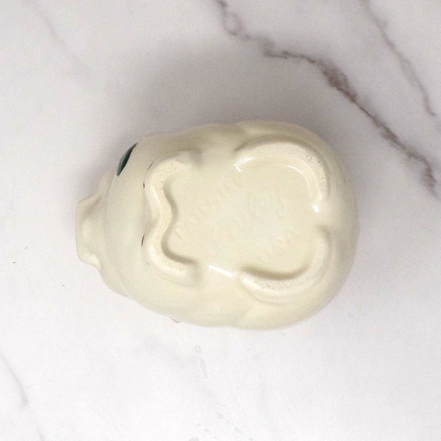 Vintage Shawnee Pottery Smiley Pig Creamer, Peach Flower (1940s-50s)