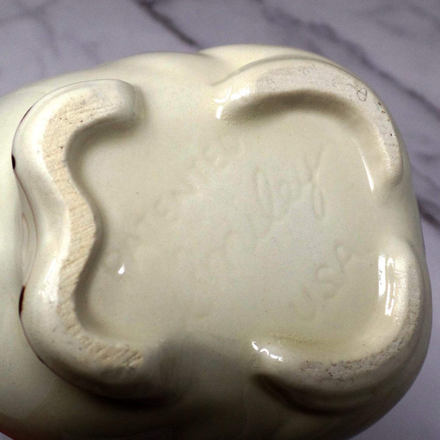 Vintage Shawnee Pottery Smiley Pig Creamer, Peach Flower (1940s-50s)