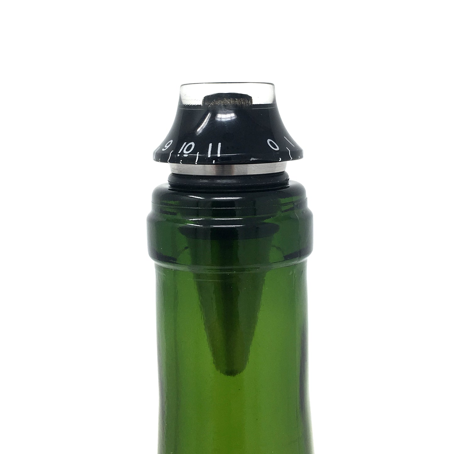 "Goes To 11" Guitar Volume Knob Wine Bottle Stopper with Stainless Steel Base
