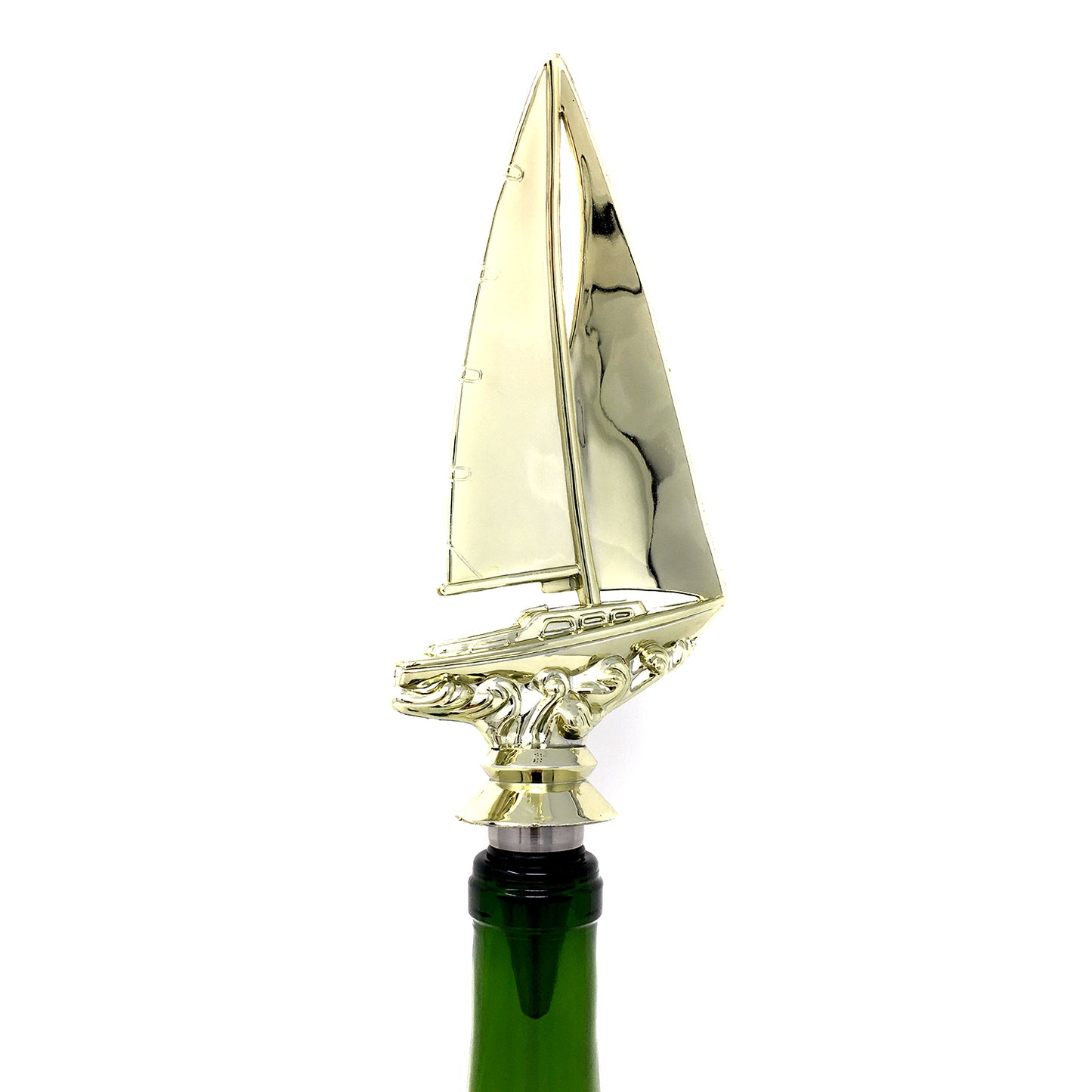 Sailboat Trophy Wine Bottle Stopper with Stainless Steel Base