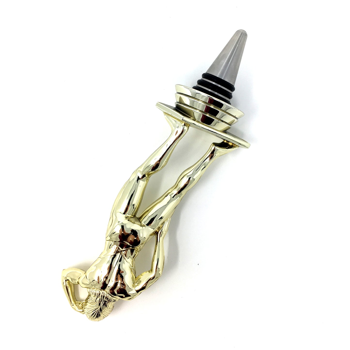Female Body Builder Trophy Wine Bottle Stopper with Stainless Steel Base