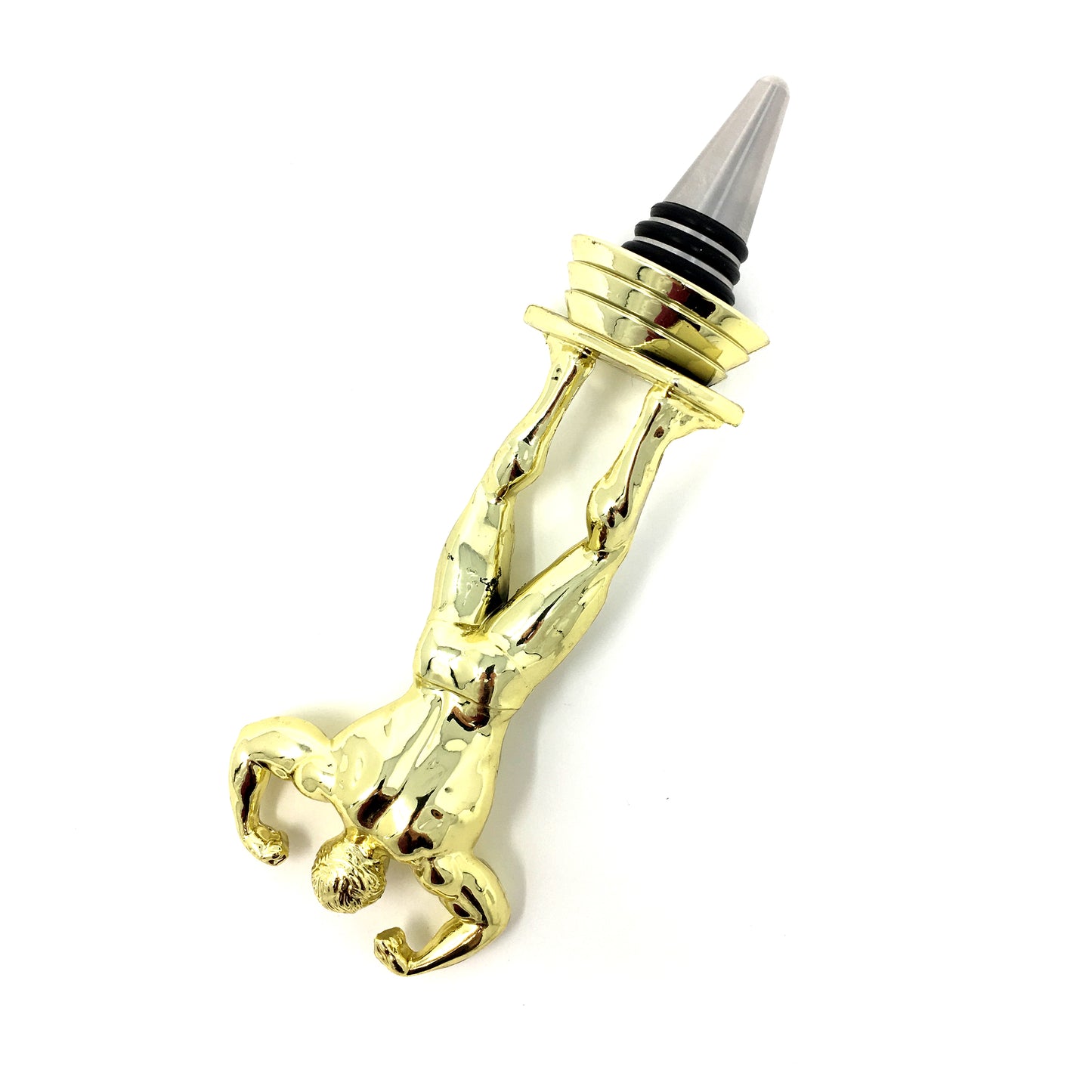 Male Body Builder Trophy Wine Bottle Stopper with Stainless Steel Base