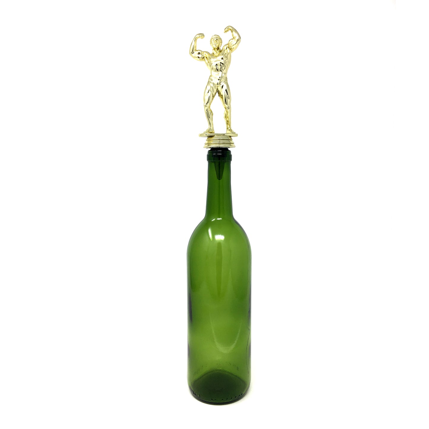 Male Body Builder Trophy Wine Bottle Stopper with Stainless Steel Base
