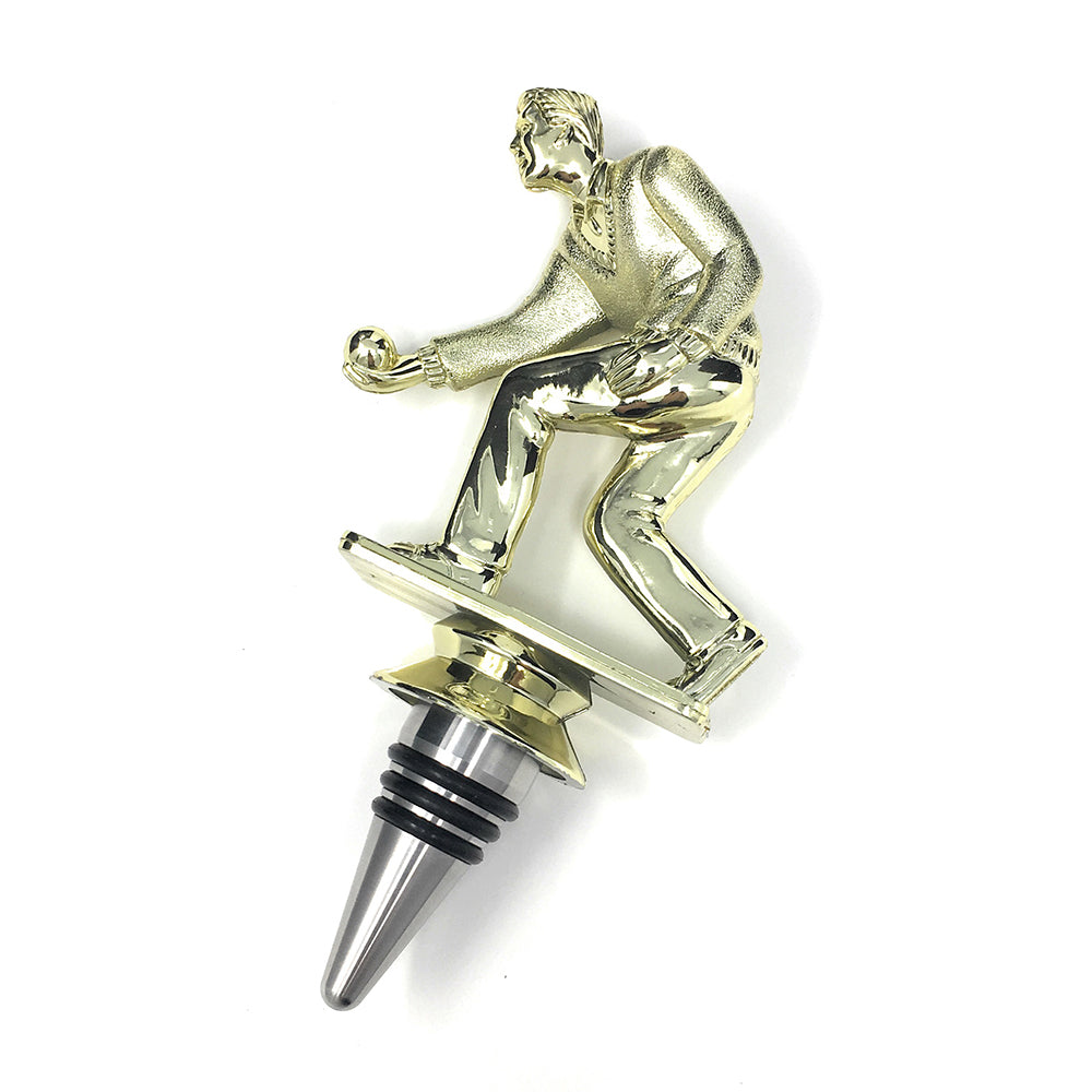 Bocce Trophy Wine Bottle Stopper with Stainless Steel Base