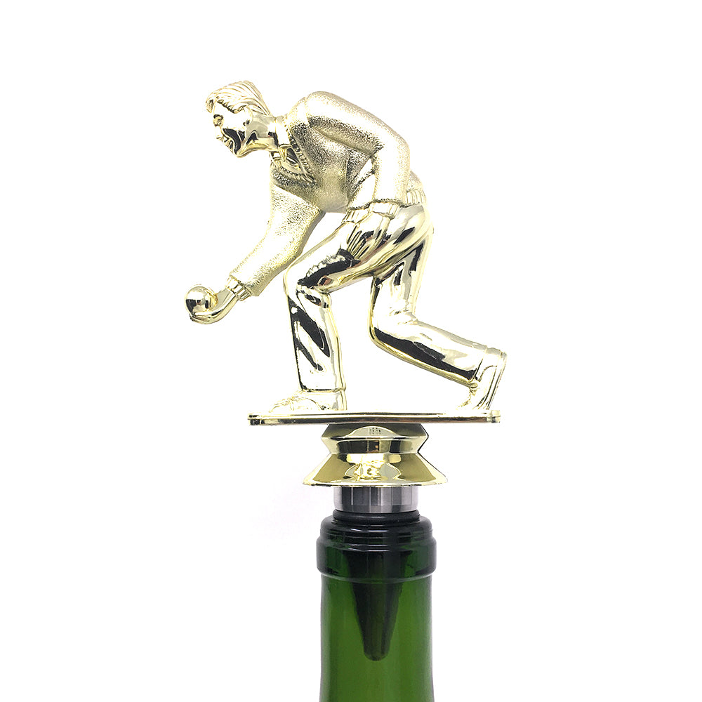 Bocce Trophy Wine Bottle Stopper with Stainless Steel Base