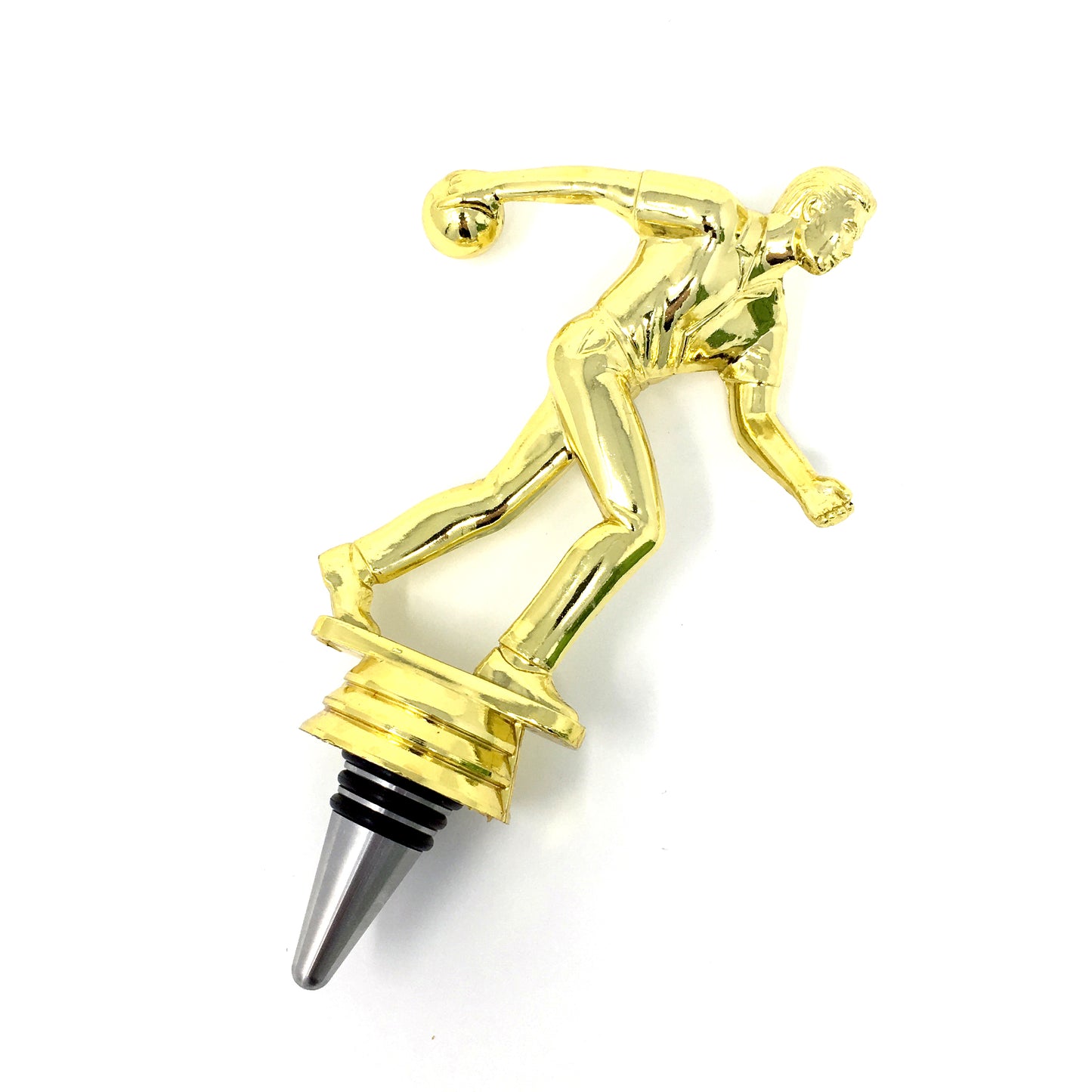 Bowling Trophy Wine Bottle Stopper with Stainless Steel Base